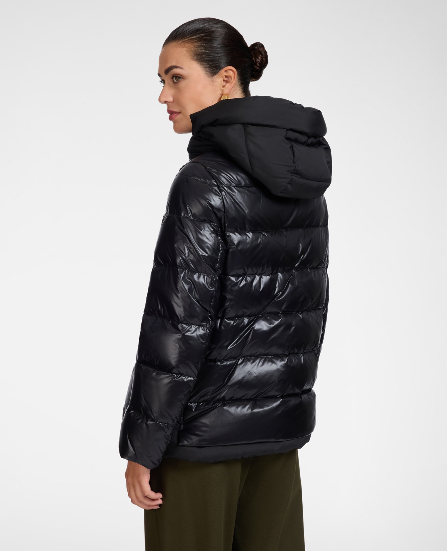 Plumífero de mujer ligero de nylon acolchado longitud media ajuste regular - Elena Miró - Negro Negro-2