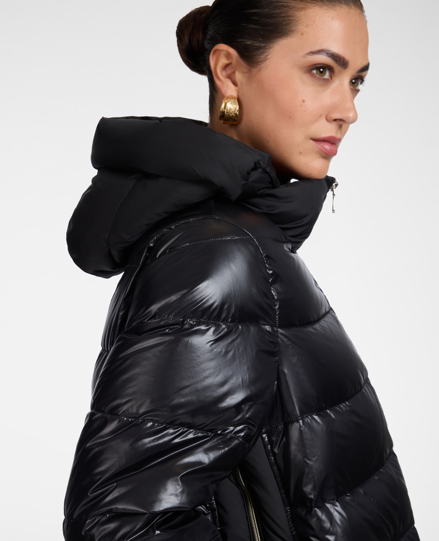 Plumífero de mujer ligero de nylon acolchado longitud media ajuste regular - Elena Miró - Negro Negro-4