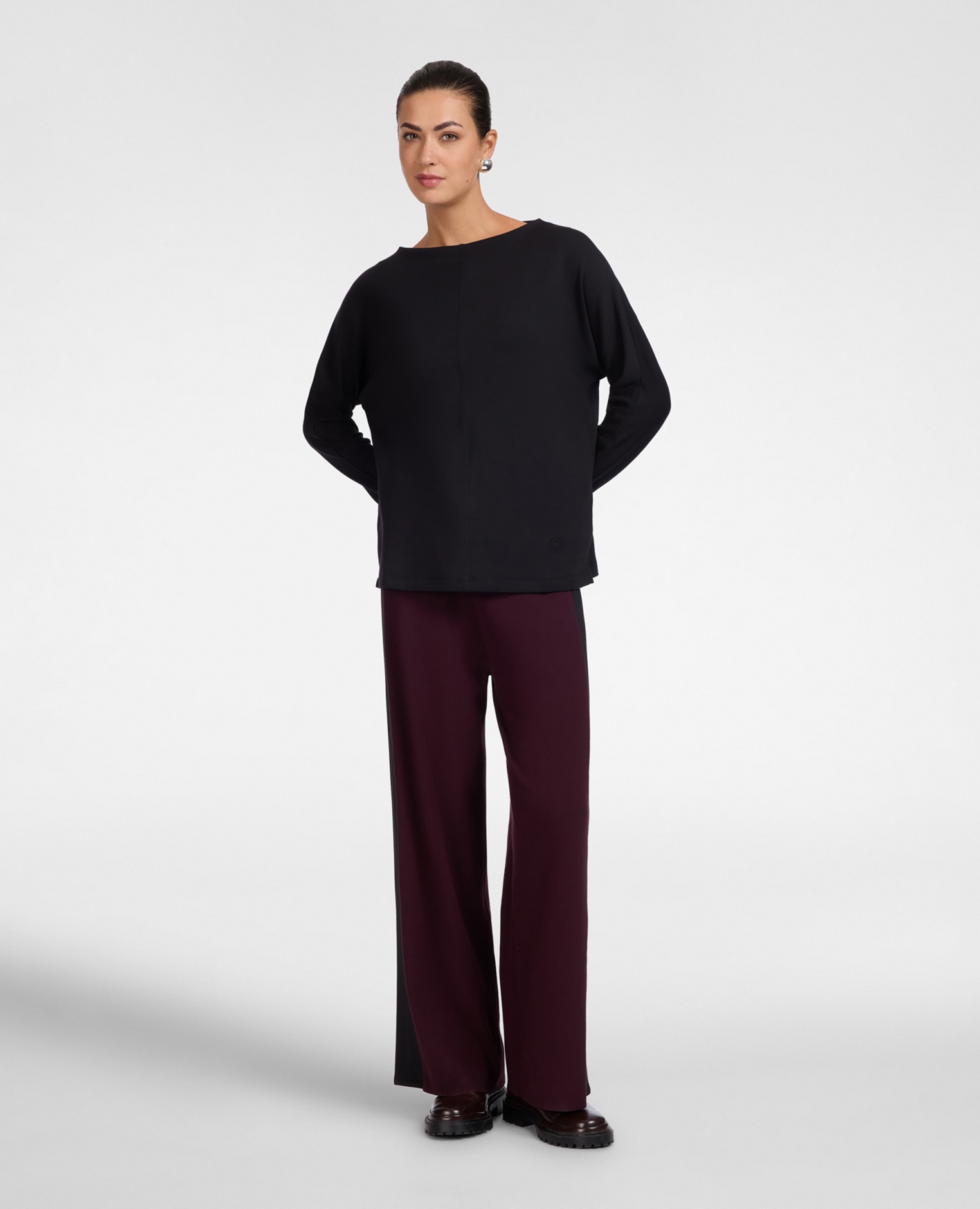 Sudadera de mujer mezcla modal ajuste regular - Elena Miró - Negro Negro-3