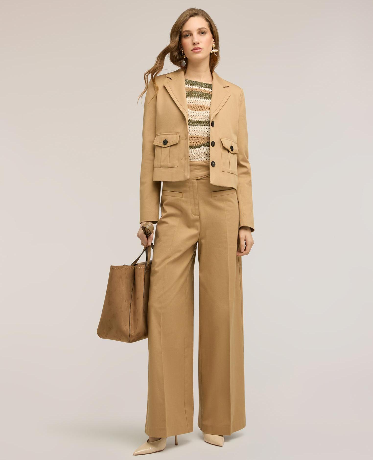 Motivi - Pantalones de mujer palazzo con cintura alta talle alto.