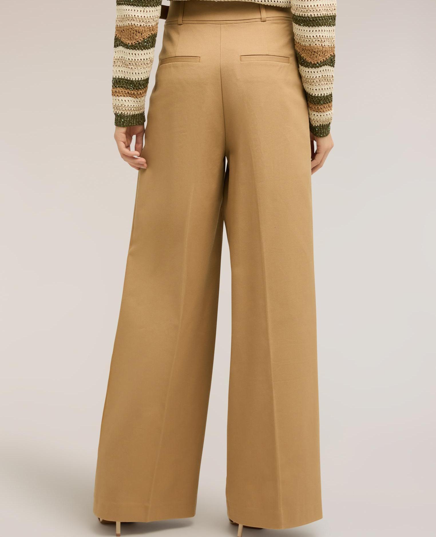 Pantalones de mujer palazzo con cintura alta talle alto - Motivi - Beige Beige-2