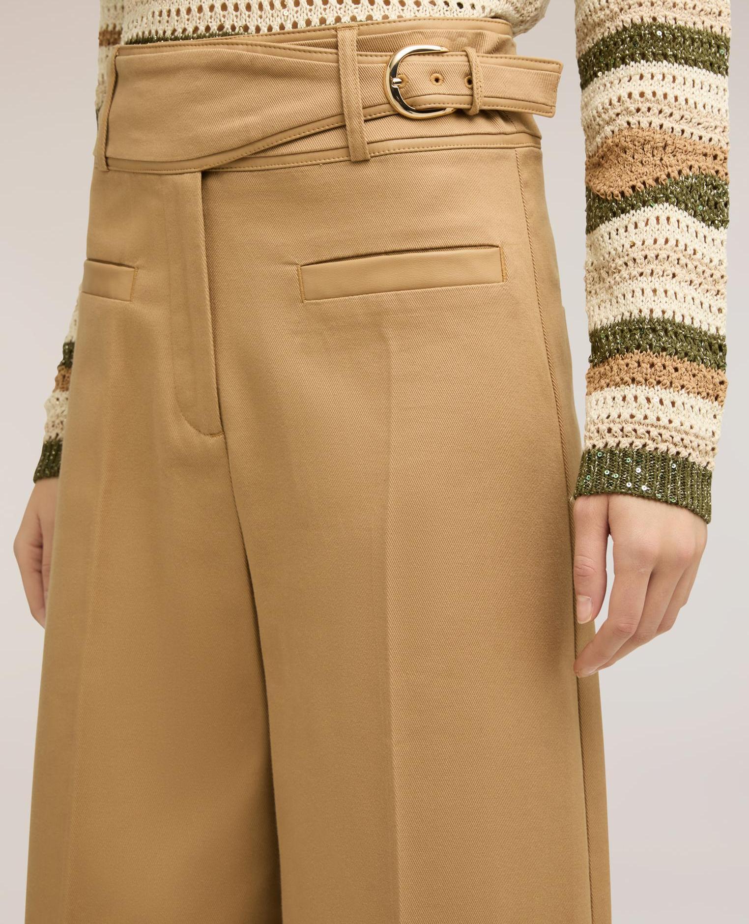 Pantalones de mujer palazzo con cintura alta talle alto - Motivi - Beige Beige-4