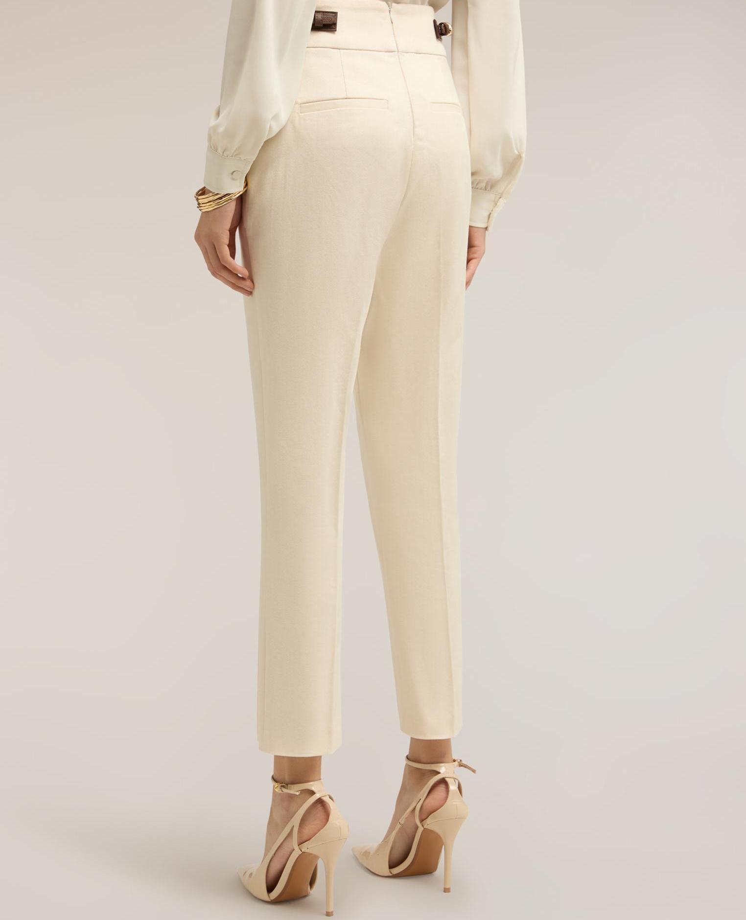 Pantalones de mujer rectos con motivo hebillas laterales cierre con cremallera - Motivi - Beige Beige-2