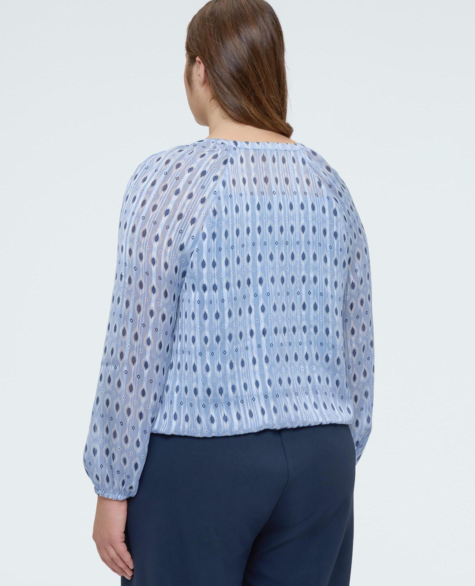 Blusa de mujer en tejido lurex con estampado efecto luminoso - Fiorella Rubino - Azul claro Azul claro-2