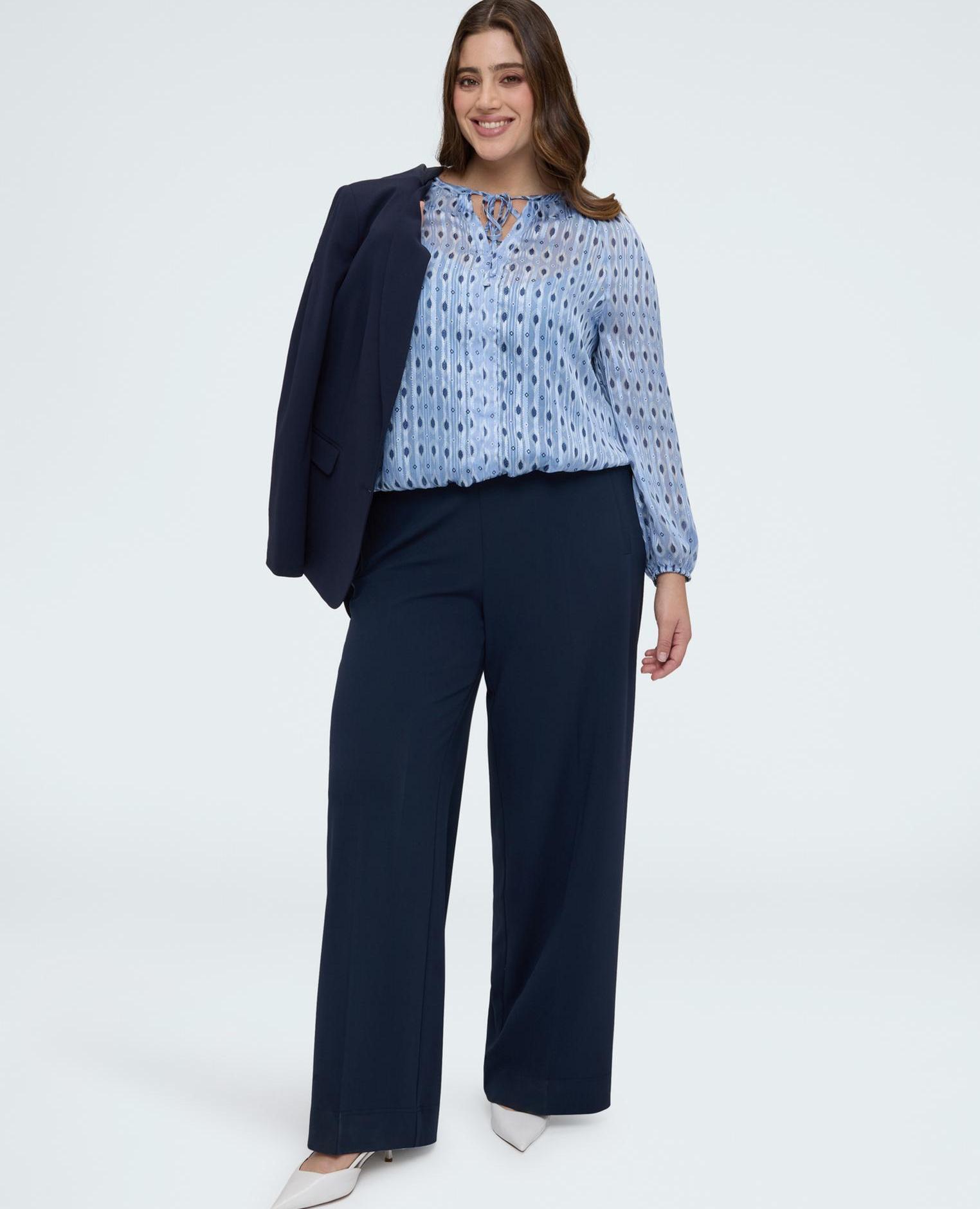 Blusa de mujer en tejido lurex con estampado efecto luminoso - Fiorella Rubino - Azul claro Azul claro-3