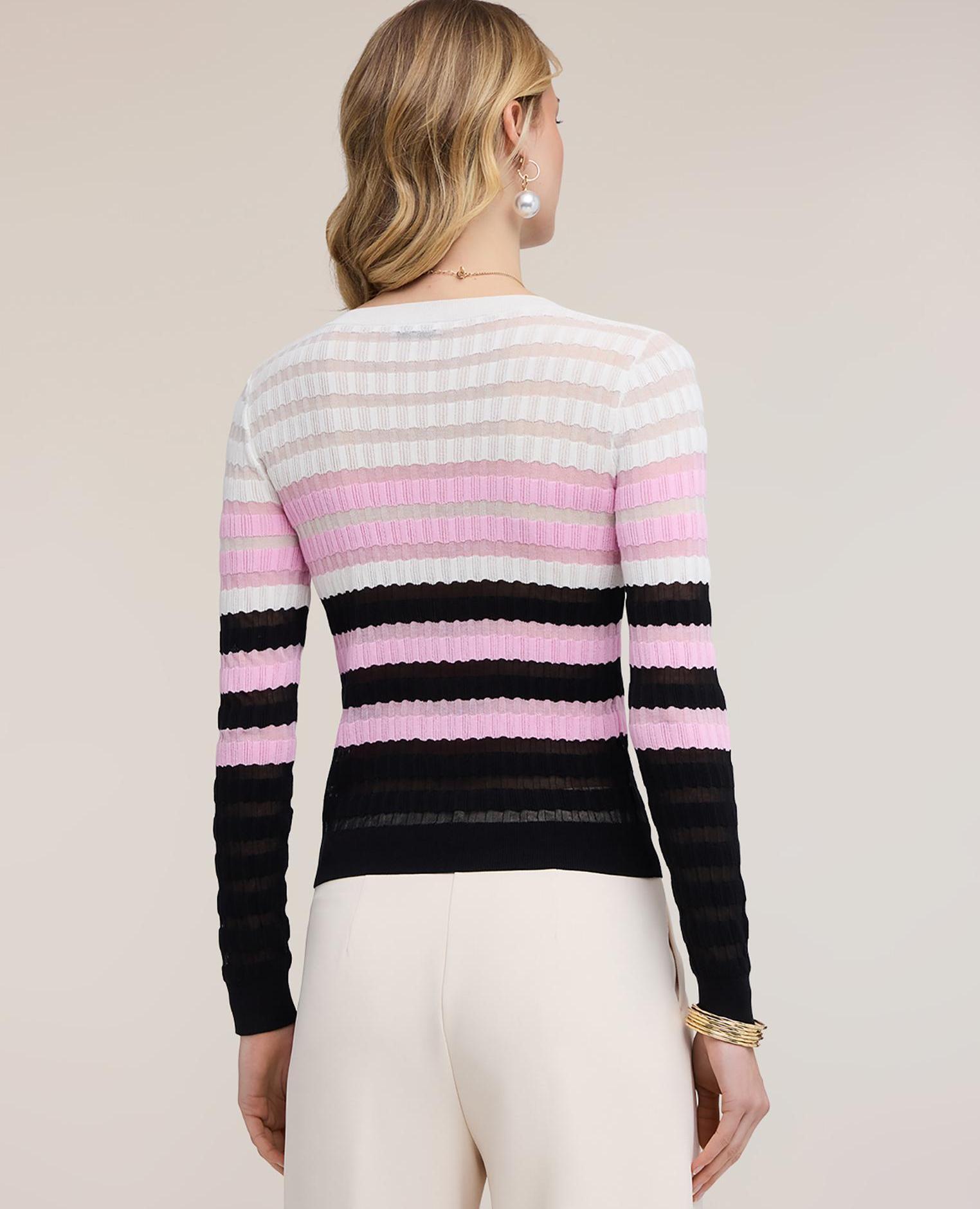 Jersey de mujer de rayas en mezcla de viscosa ajuste entallado - Motivi - Rosa Rosa-2