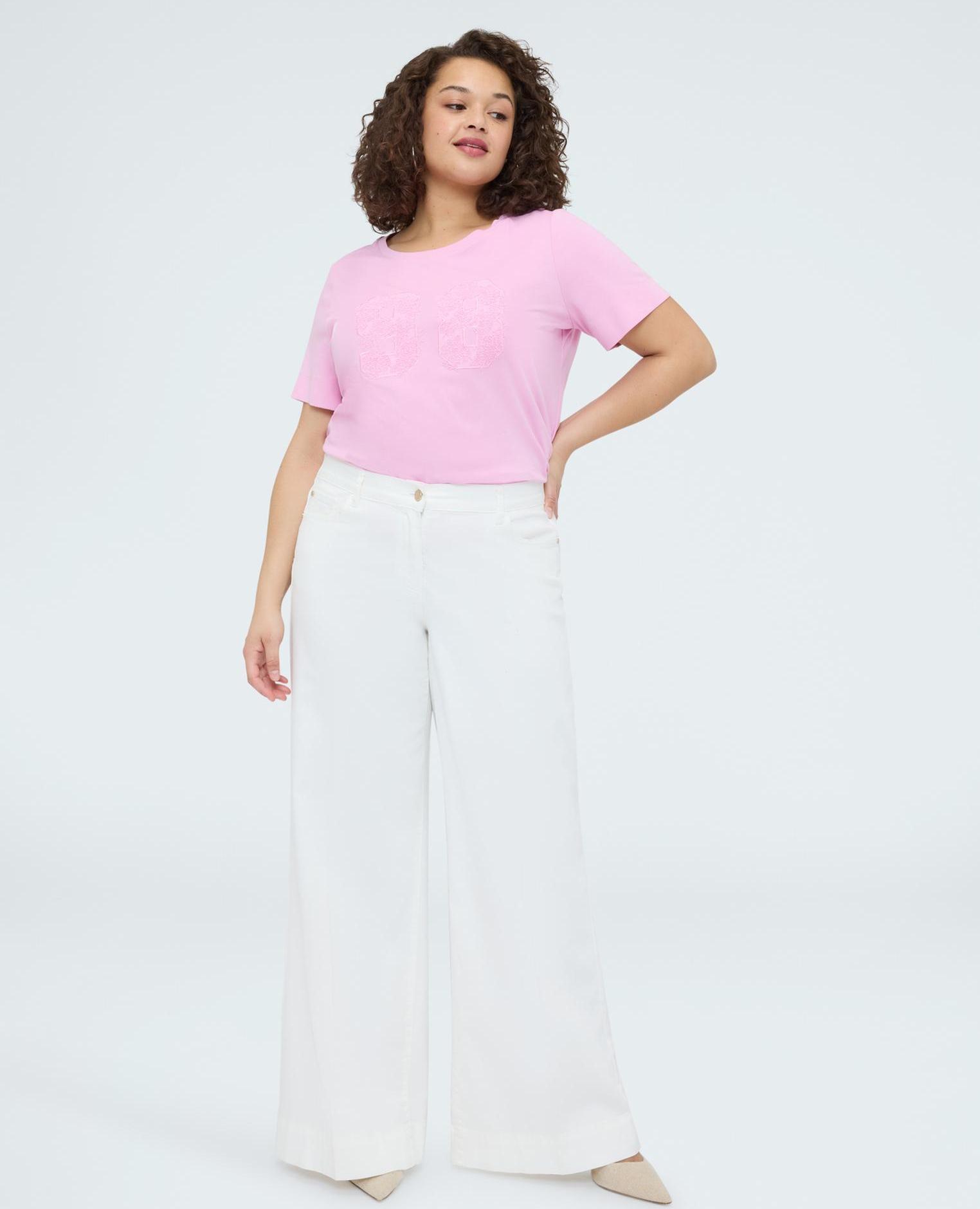 Camiseta de mujer de algodón mood college - Fiorella Rubino - Rosa Rosa-3