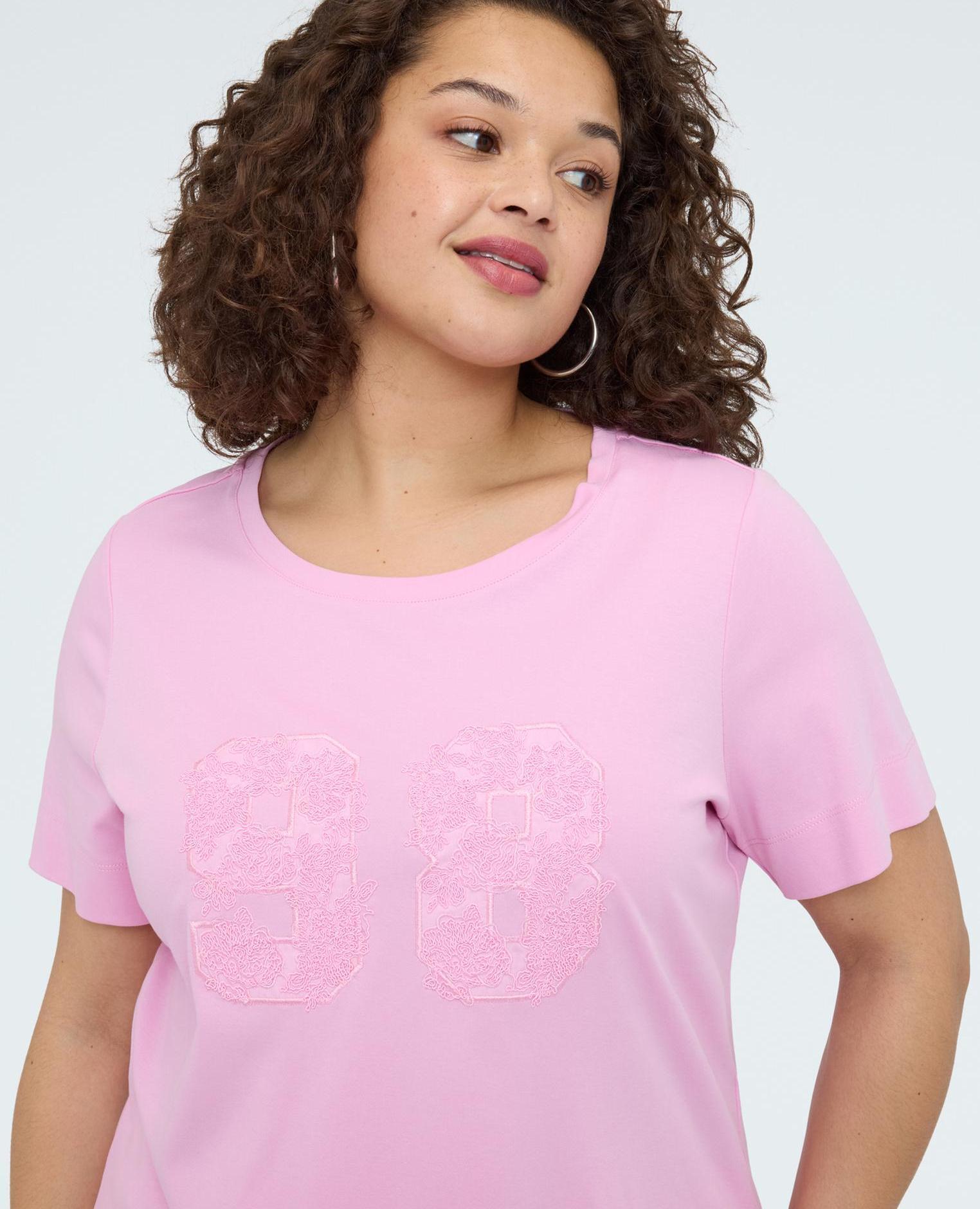 Camiseta de mujer de algodón mood college - Fiorella Rubino - Rosa Rosa-4