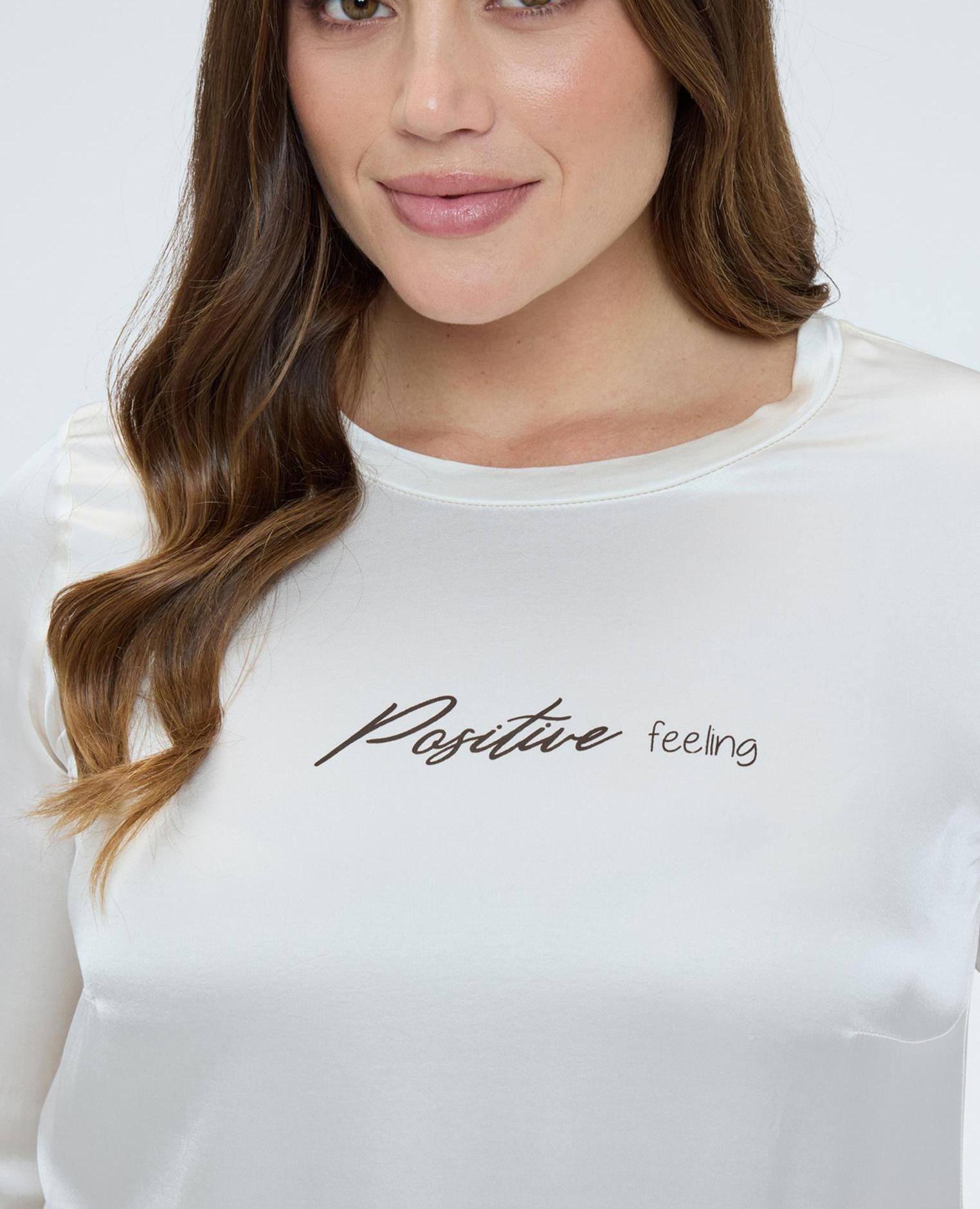 Blusa de mujer de raso positive feeling - Fiorella Rubino - Blanco Blanco-4
