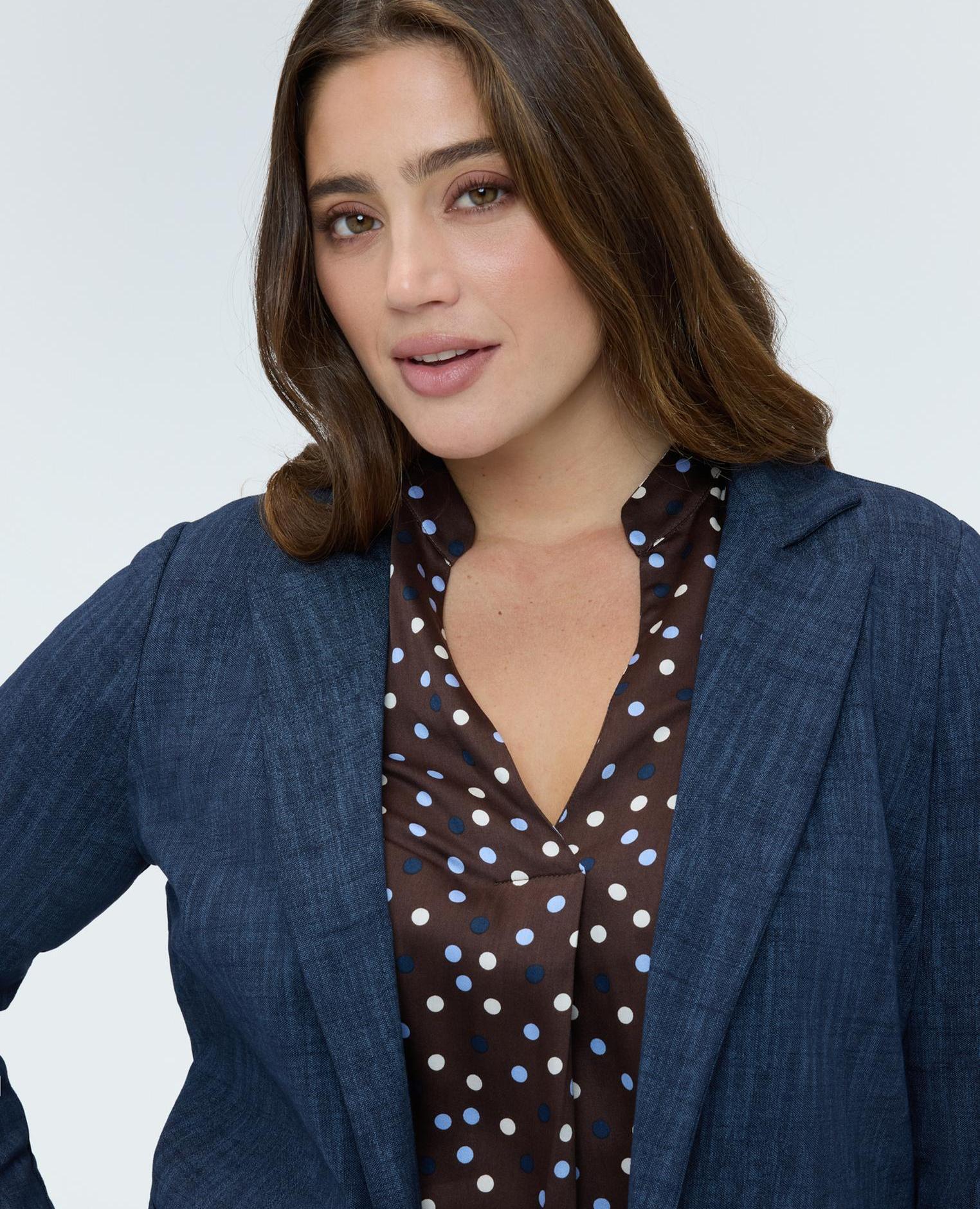 Blazer de mujer en punto milano diseño cómodo - Fiorella Rubino - Azul Azul-3