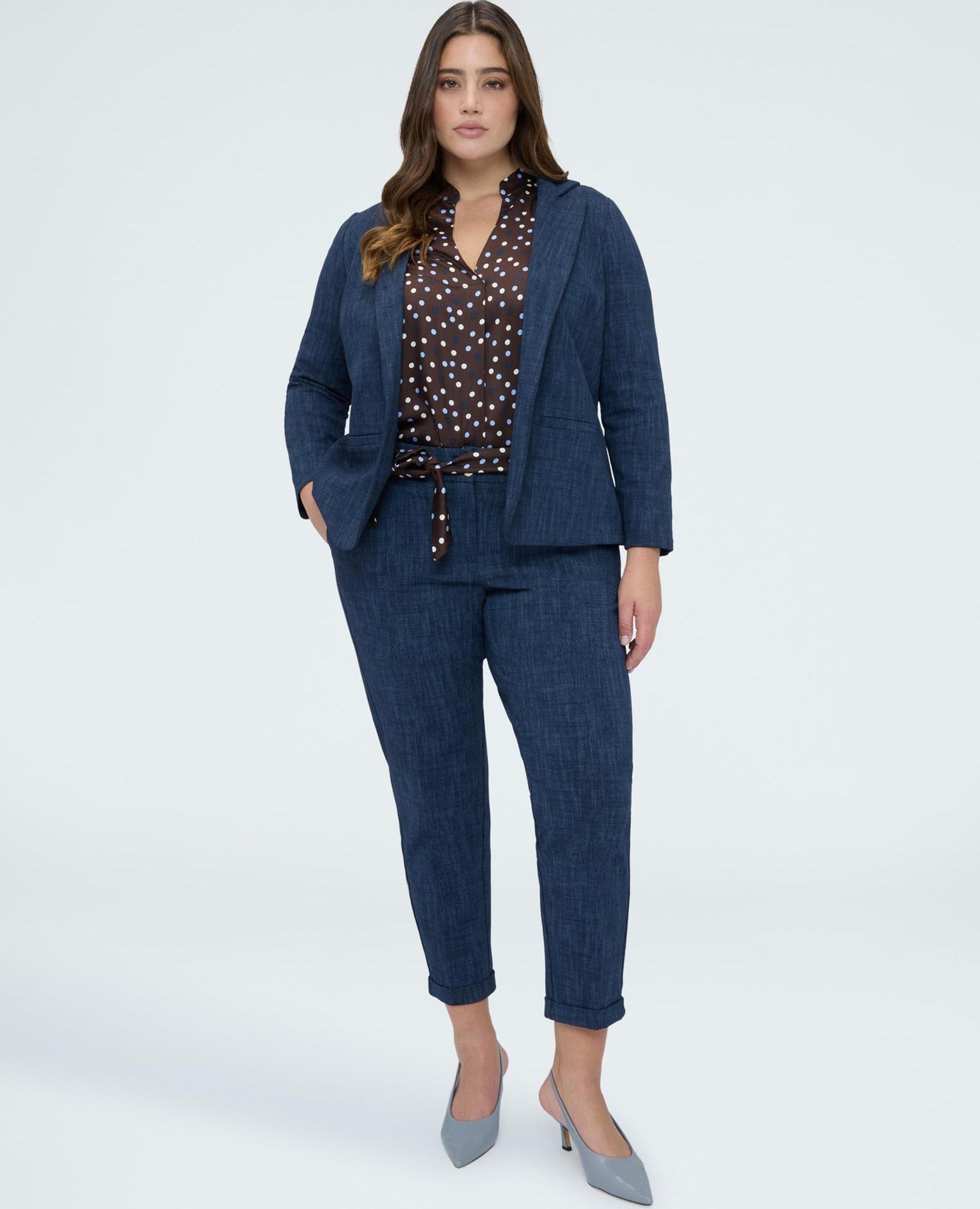 Blazer de mujer en punto milano diseño cómodo - Fiorella Rubino - Azul Azul-4