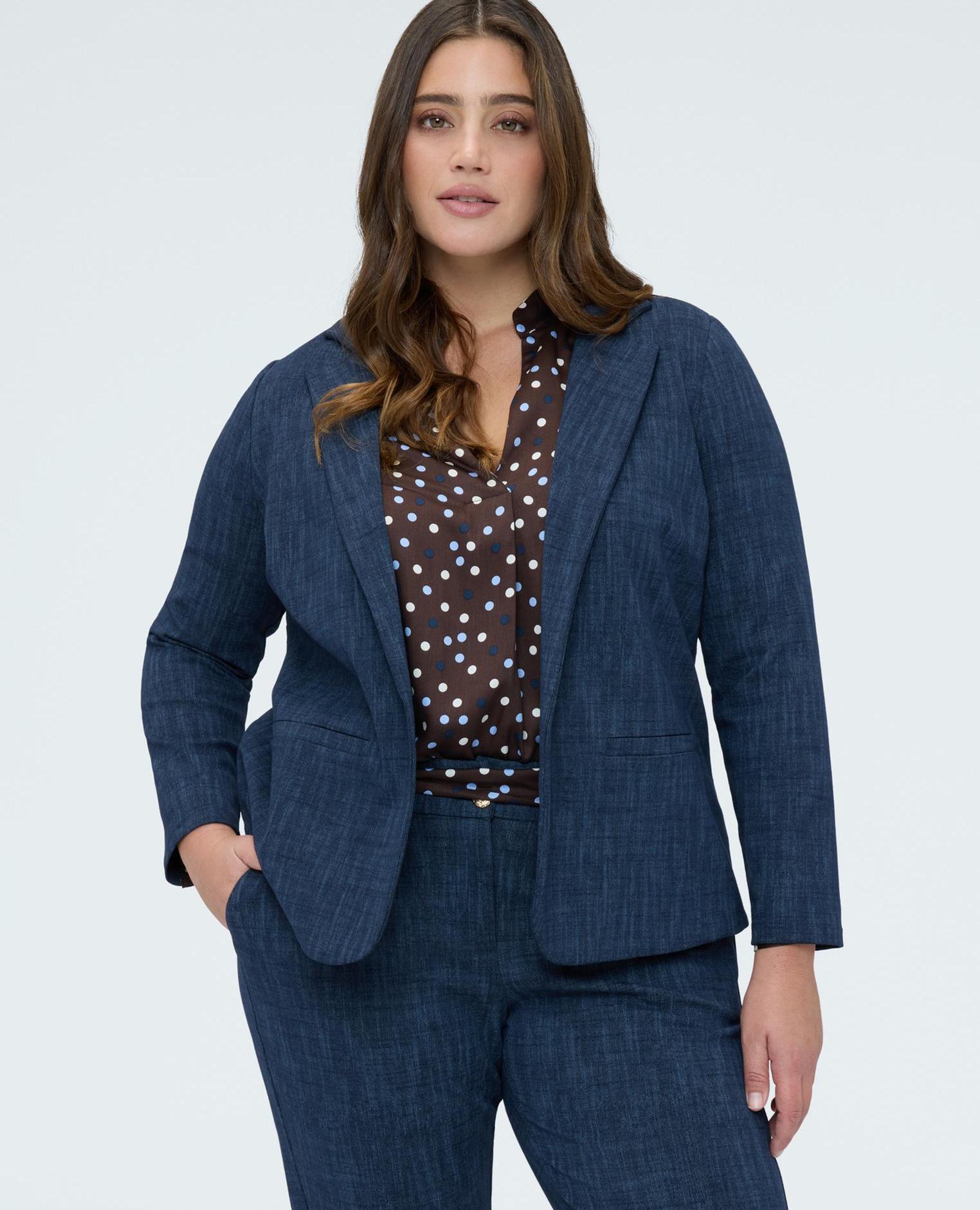 Blazer de mujer en punto milano diseño cómodo - Fiorella Rubino - Azul Azul-1