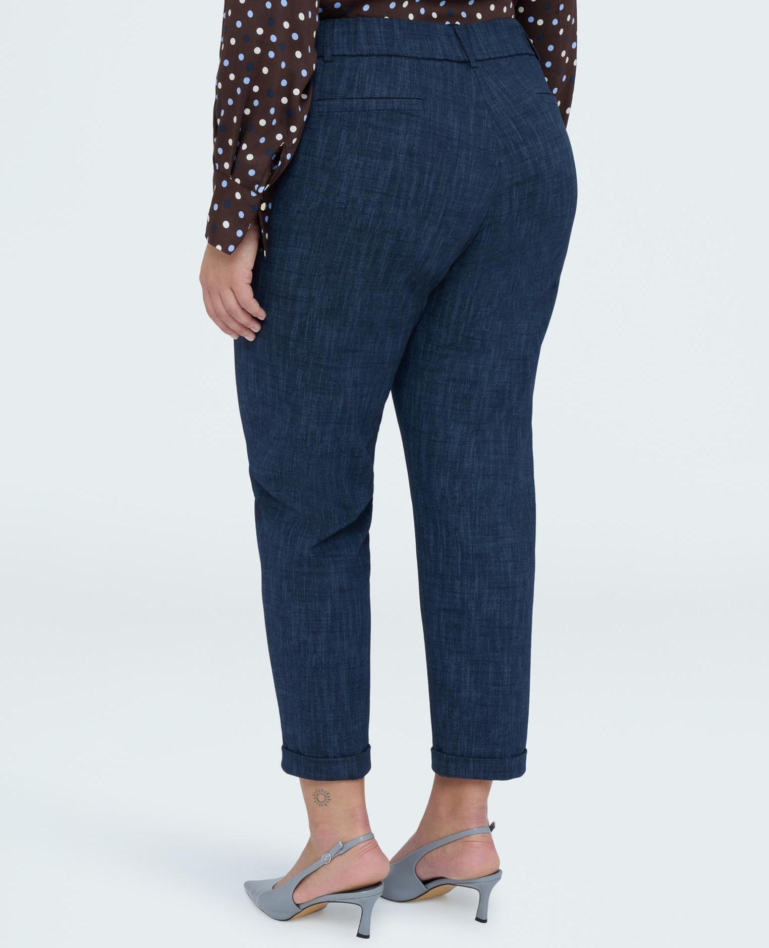 Pantalones de mujer carrot fit en punto milano - Fiorella Rubino - Azul Azul-2