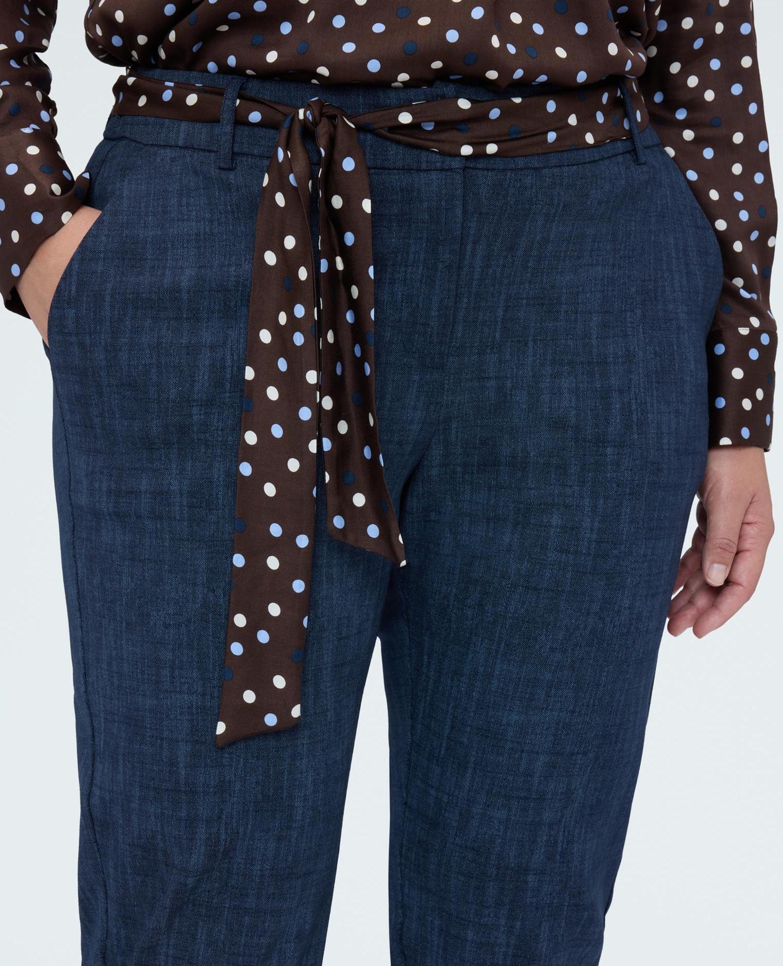 Pantalones de mujer carrot fit en punto milano - Fiorella Rubino - Azul Azul-4
