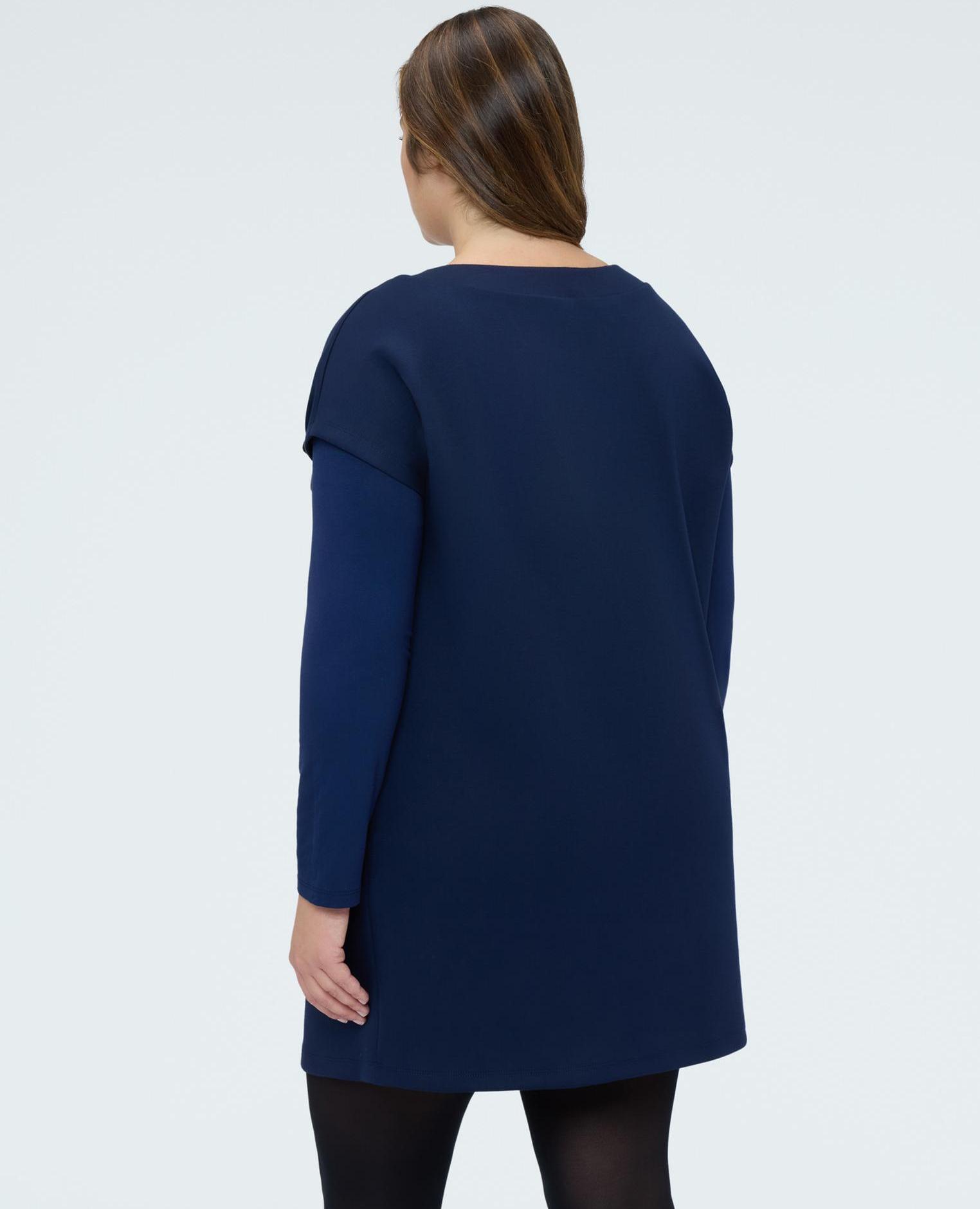 Vestido corto con lazo de lunares aplicación decorativa con lazo - Fiorella Rubino - Azul Azul-2