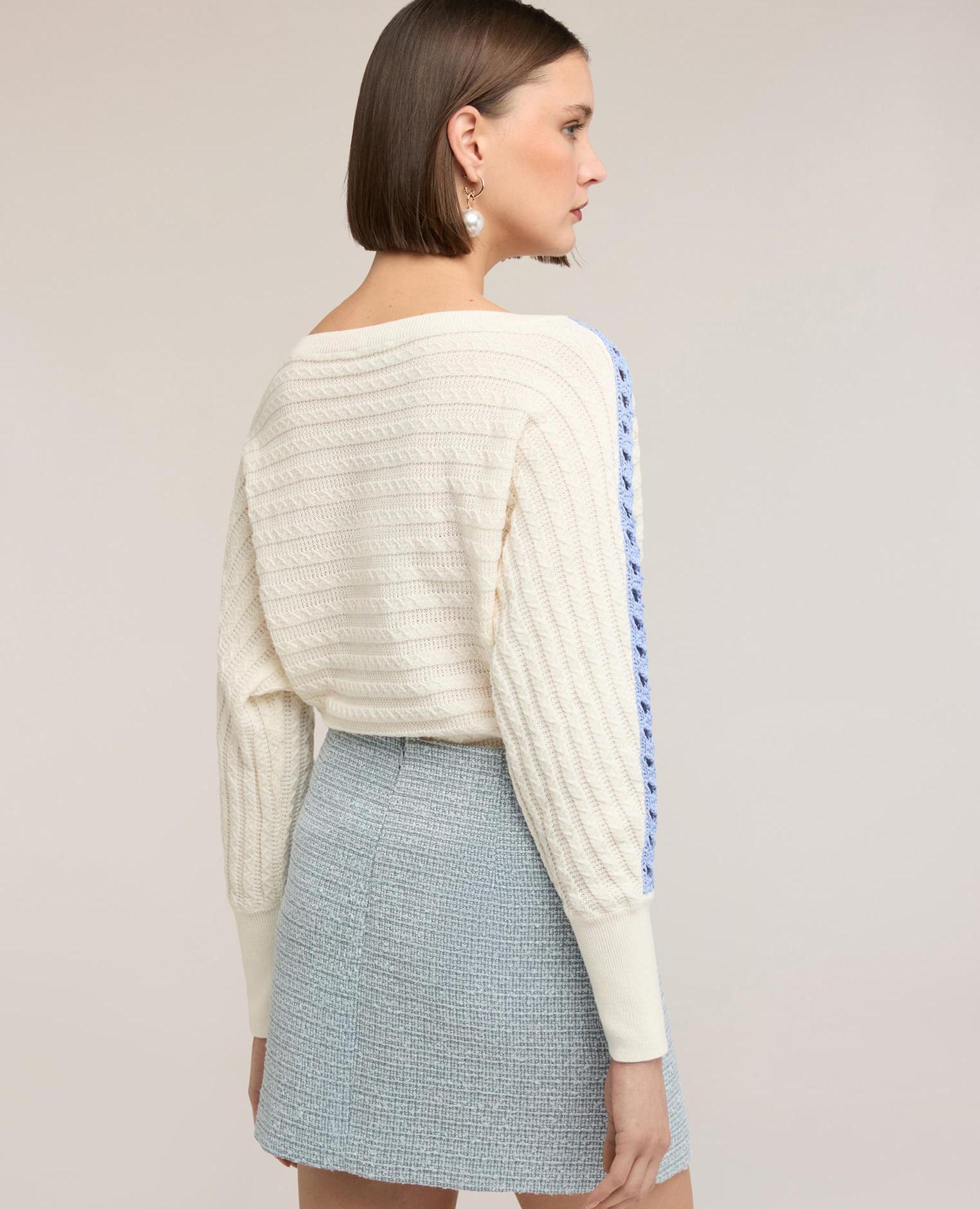 Jersey de mujer oversize con detalles calados en las mangas ajuste oversize - Motivi - Blanco Blanco-2