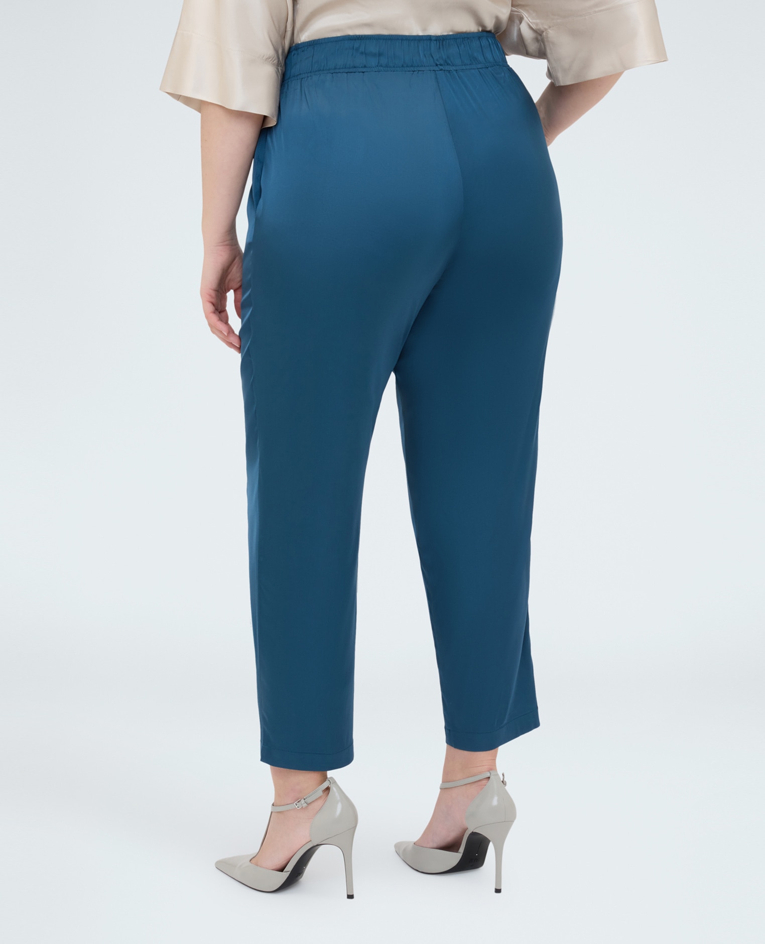 Joggers de mujer de raso elástico ajuste y diseño para el máximo confort - Fiorella Rubino - Turquesa Turquesa-2