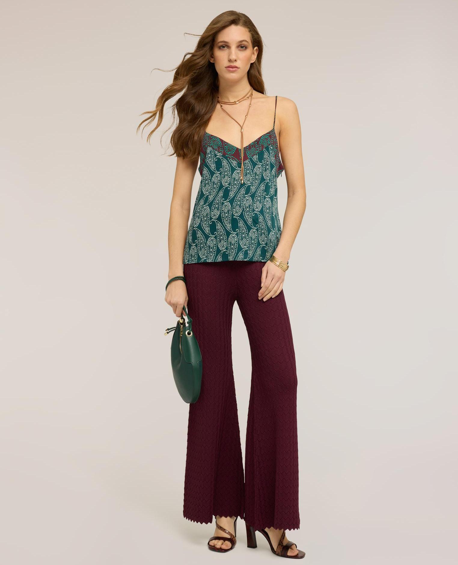 Motivi - Pantalones de mujer de punto efecto encaje cintura elástica.