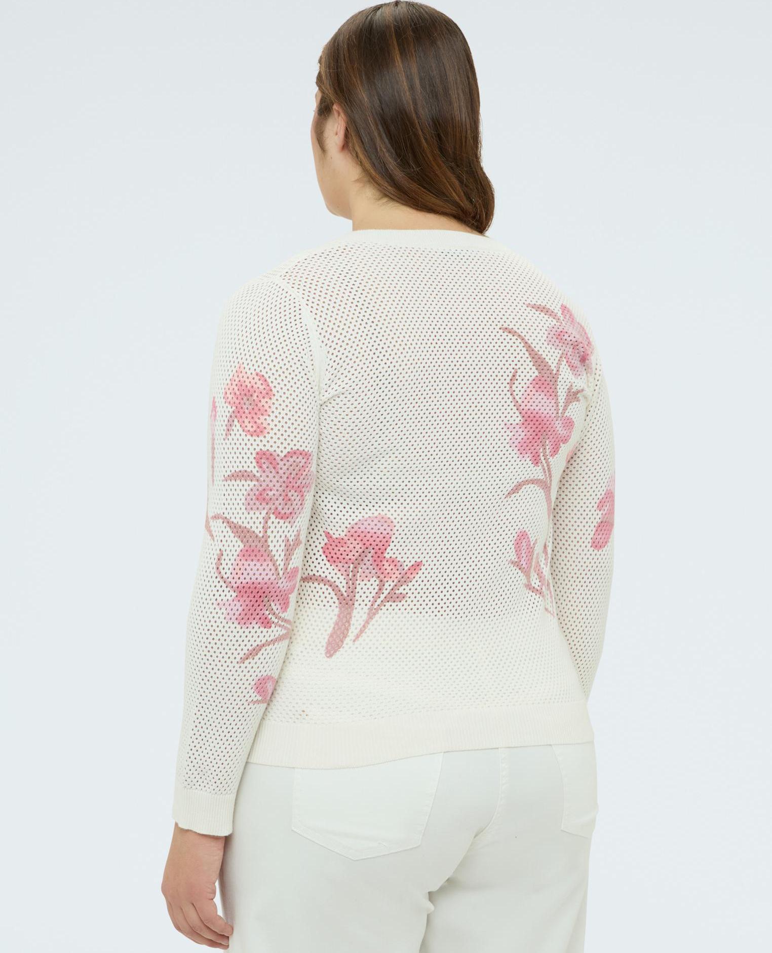 Jersey de mujer calado con estampado floral - Fiorella Rubino - Blanco Blanco-2