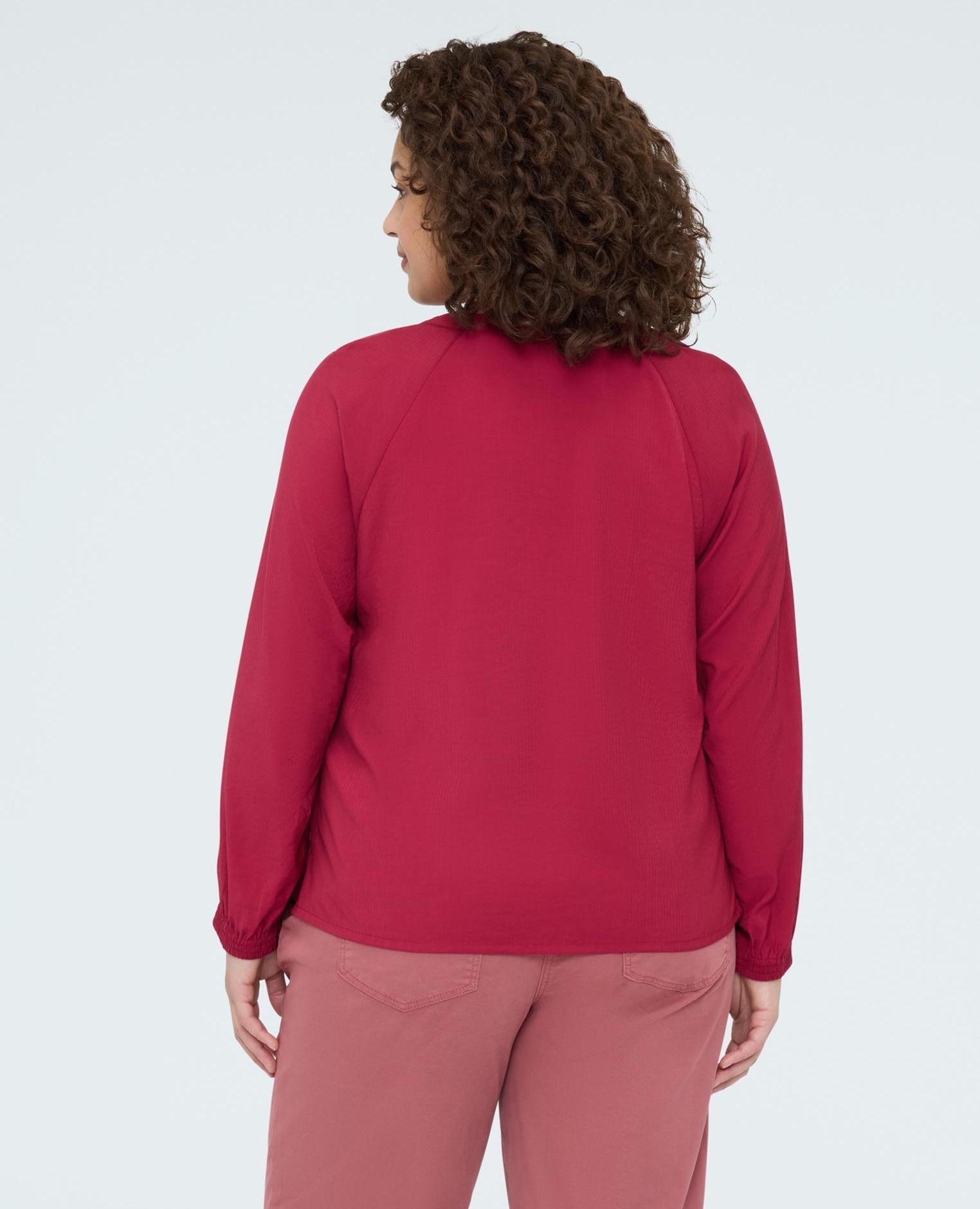 Blusa de mujer de viscosa con rosetón tejido efecto rayado - Fiorella Rubino - Burdeos Burdeos-2