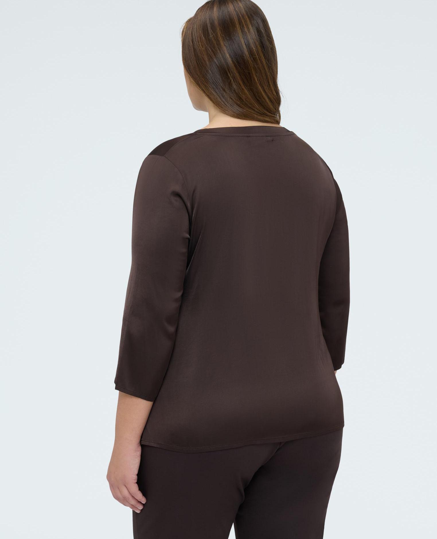 Blusa de mujer de raso positive feeling - Fiorella Rubino - Marrón Marrón-2