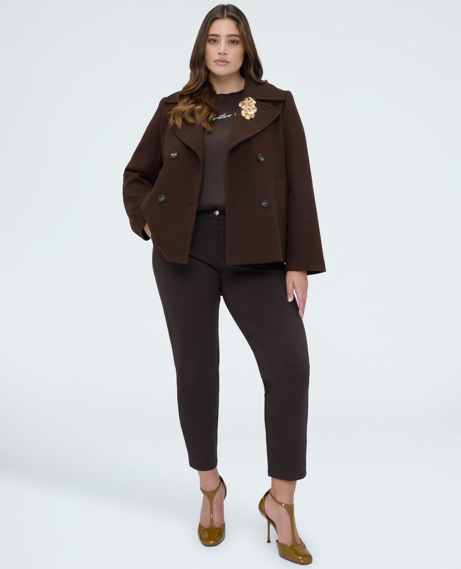 Pantalones de mujer carrot fit en punto milano - Fiorella Rubino - Marrón Marrón-1