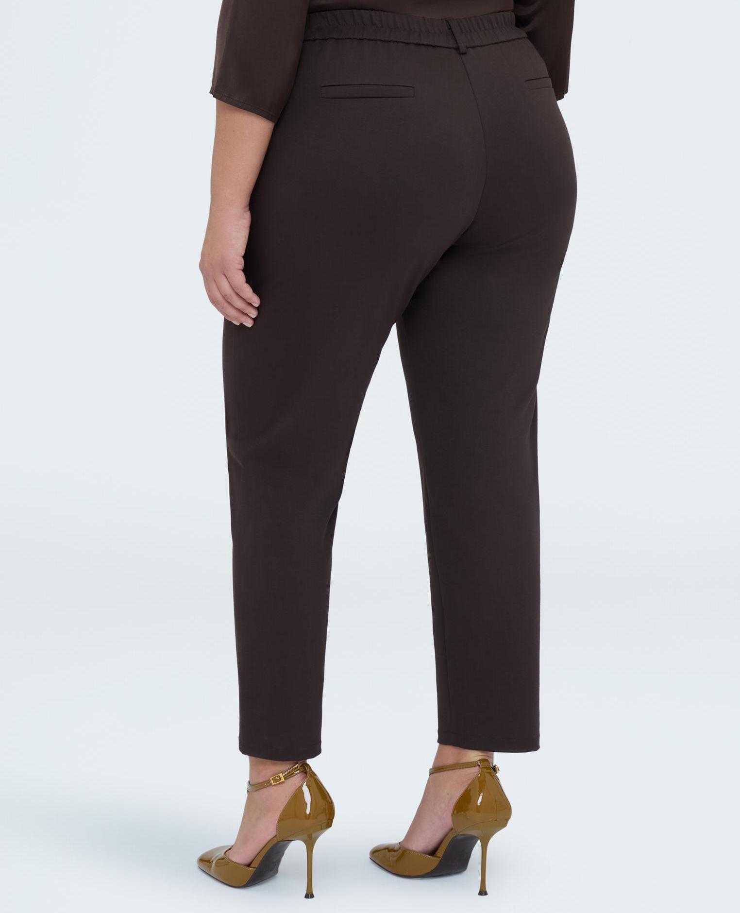 Pantalones de mujer carrot fit en punto milano - Fiorella Rubino - Marrón Marrón-2