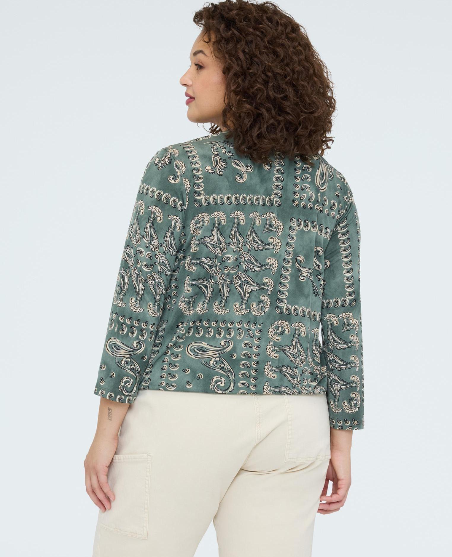 Camiseta de mujer de jersey con estampado paisley - Fiorella Rubino - Verde claro Verde claro-2