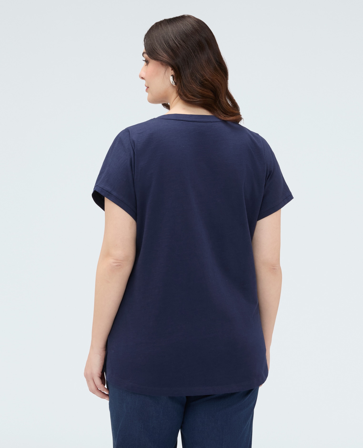 Camiseta de mujer de algodón con aplicación floral aplicaciones decorativas con motivo floral - Fiorella Rubino - Azul Azul-2