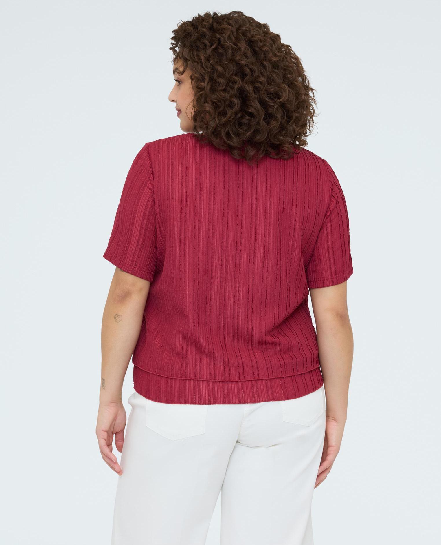 Camiseta de mujer de punto acanalado - Fiorella Rubino - Burdeos Burdeos-2