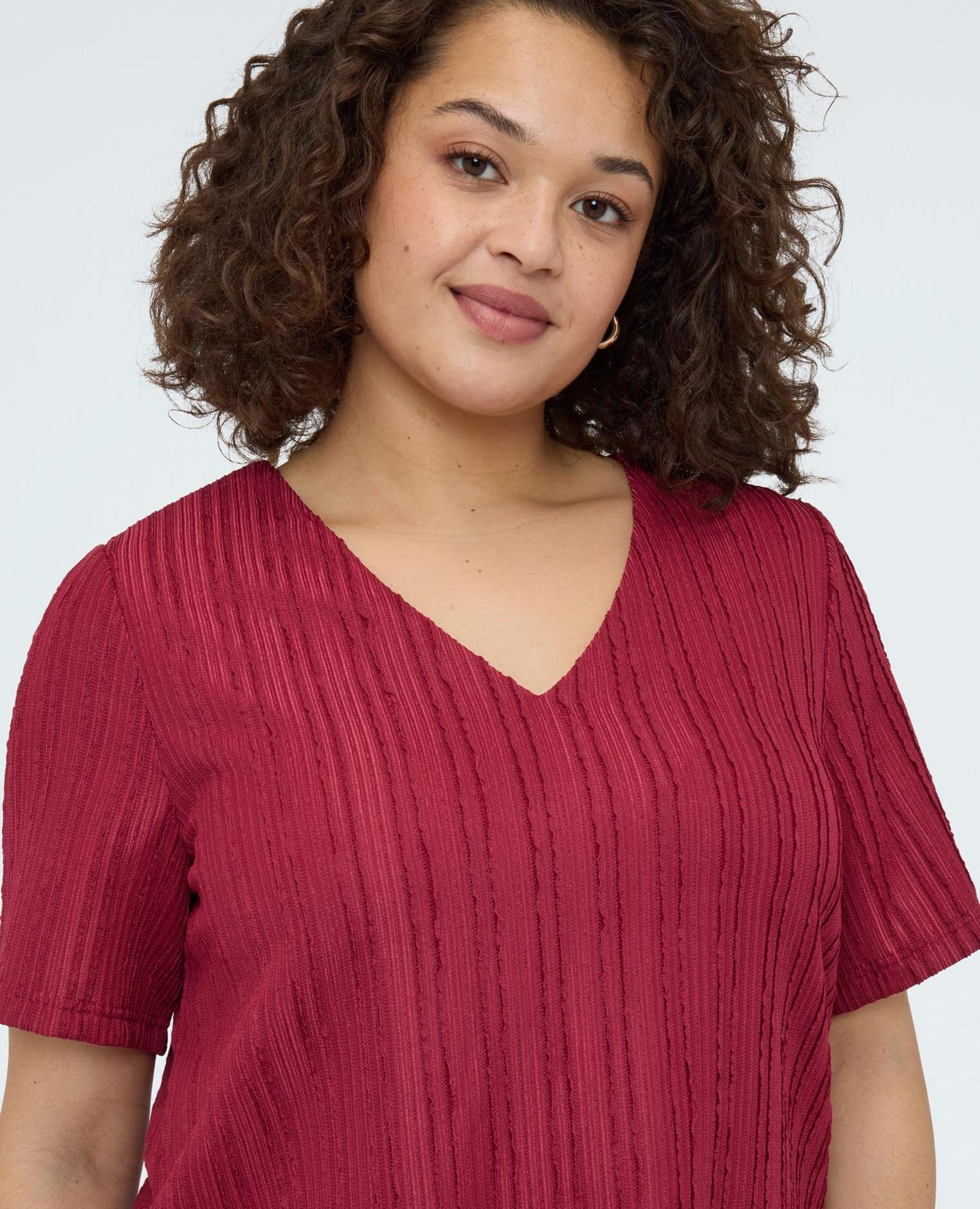 Camiseta de mujer de punto acanalado - Fiorella Rubino - Burdeos Burdeos-4