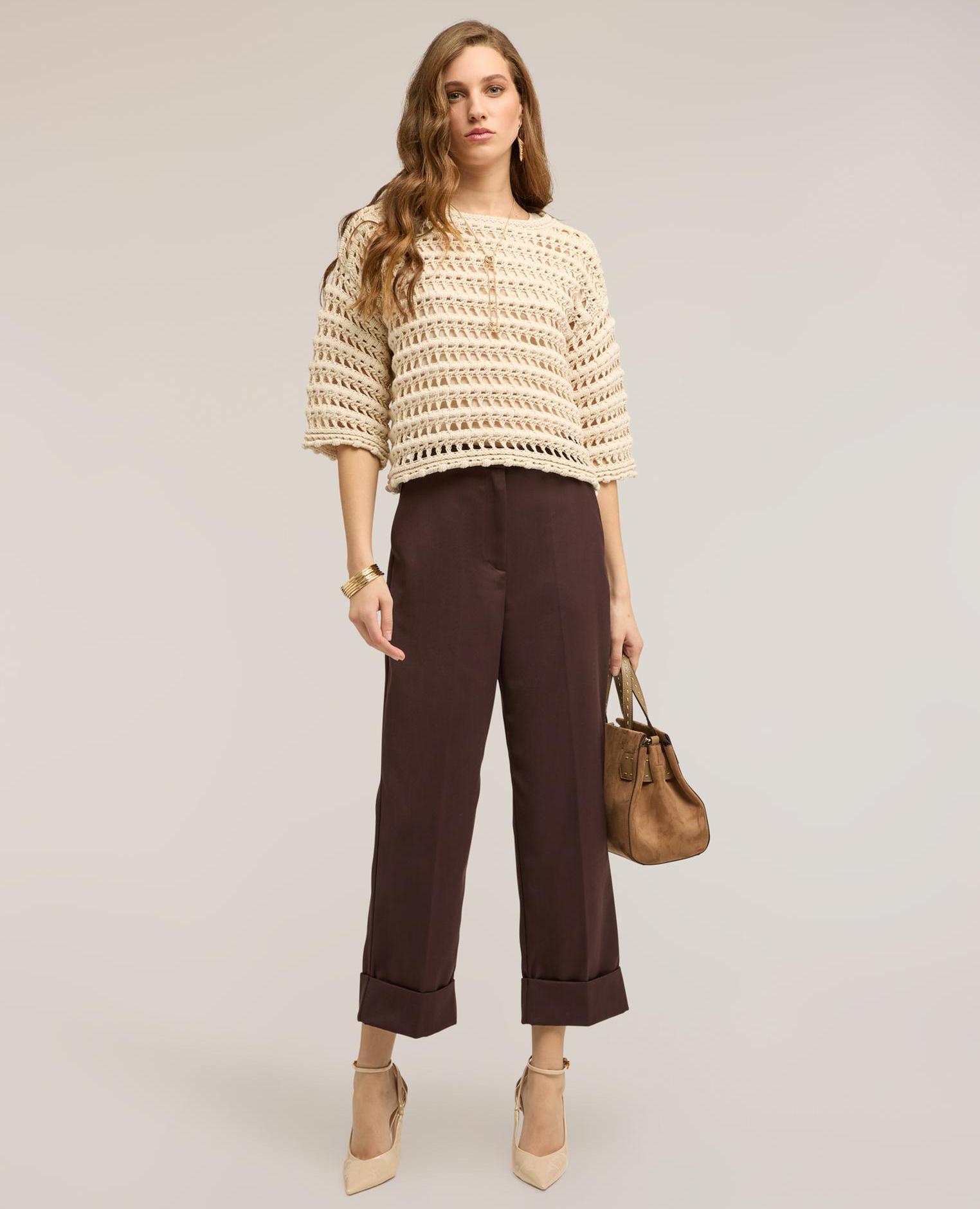 Motivi - Jersey de mujer efecto crochet modelo corto con ajuste boxy.