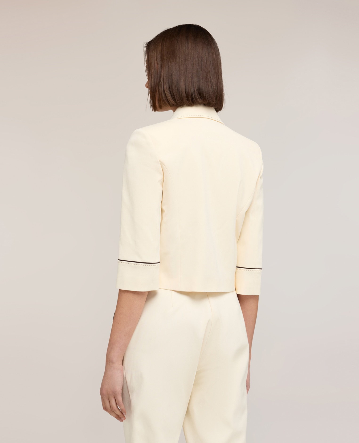 Chaqueta de mujer spencer the tailoring lab modelo boxy con mangas de tres cuartos - Motivi - Blanco Blanco-2