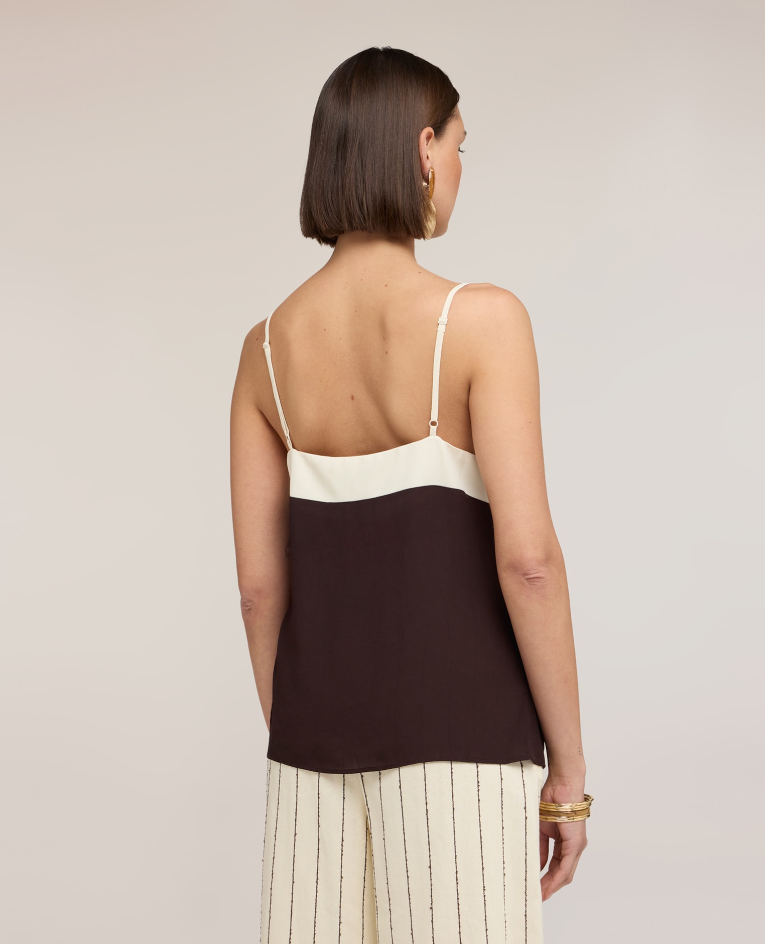 Top de mujer en crêpe de chine the tailoring lab escote delantero en v - Motivi - Marrón Marrón-2