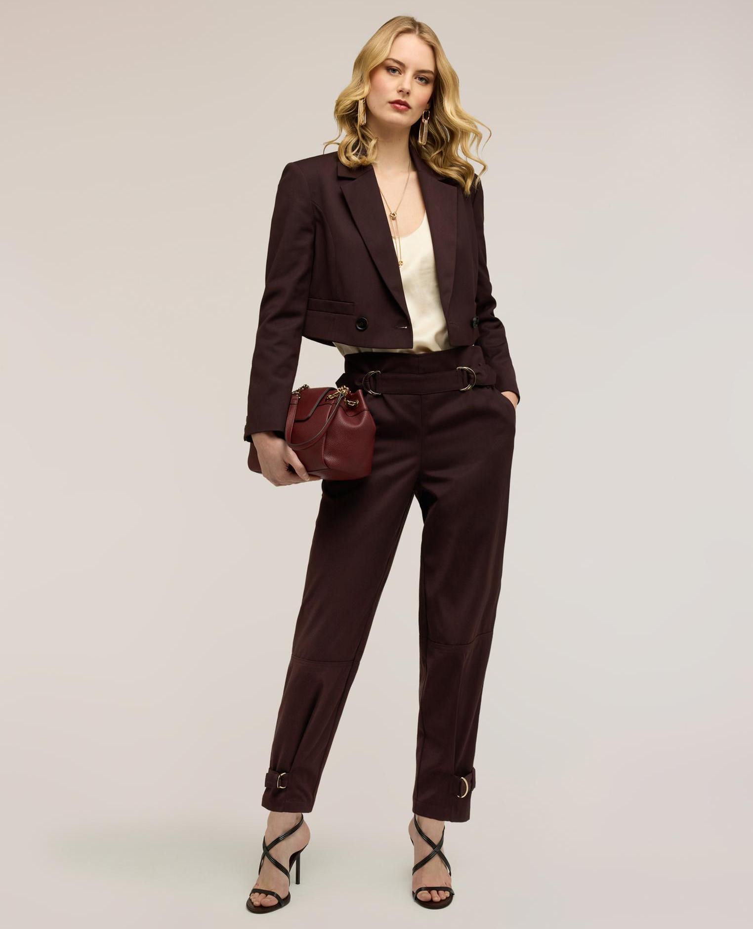 Motivi - Pantalones de mujer de poliviscosa con cinturones talle alto.