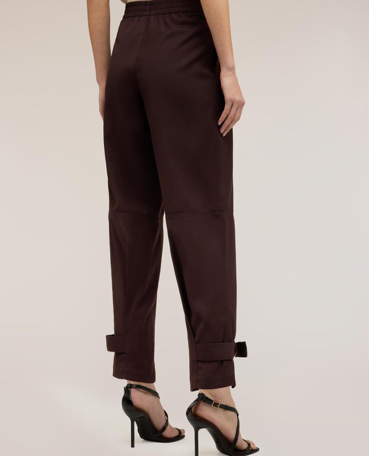 Pantalones de mujer de poliviscosa con cinturones talle alto - Motivi - Marrón Marrón-2