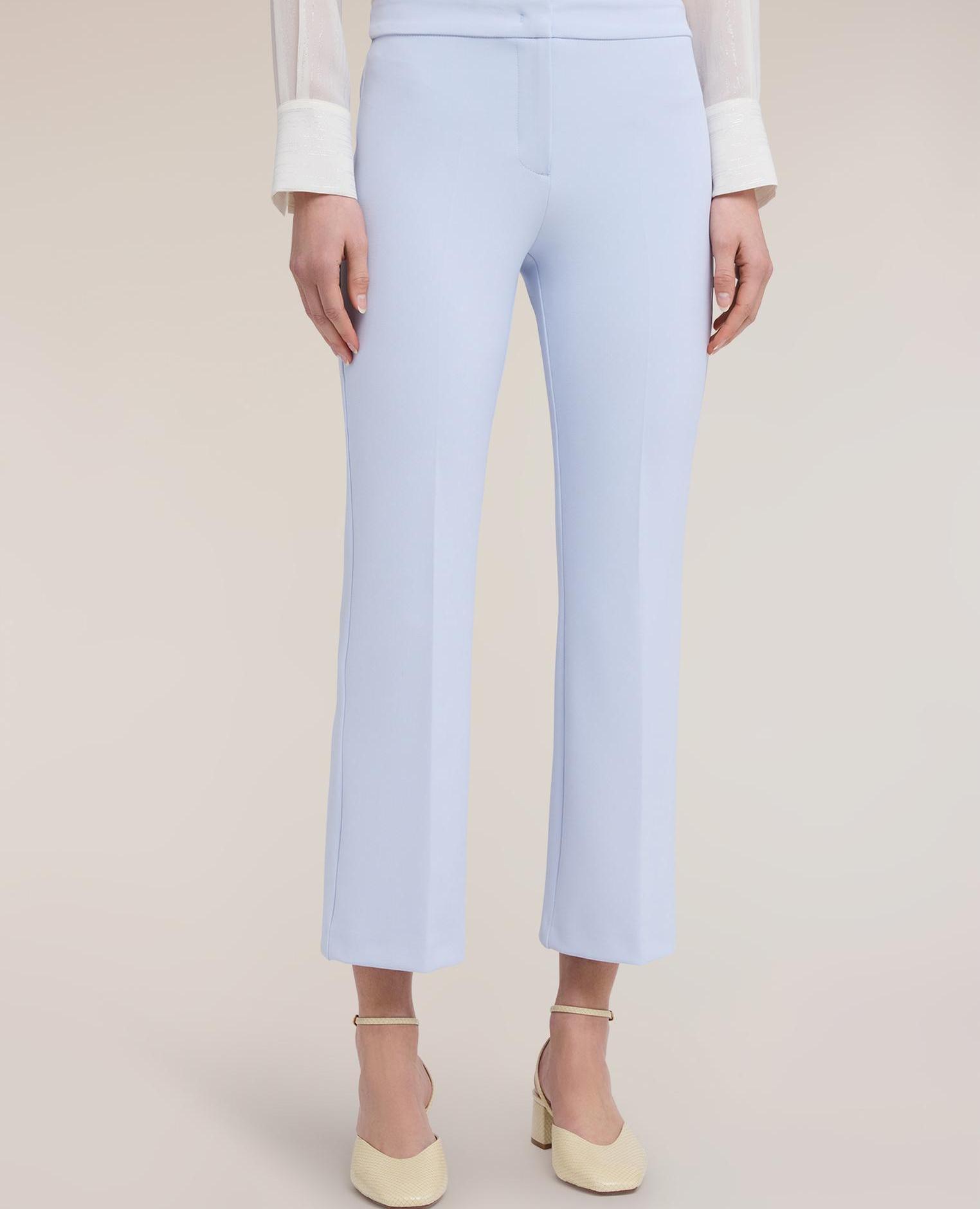 Pantalones de mujer rectos en cady crêpe cierre frontal sastre - Motivi - Azul claro Azul claro-3