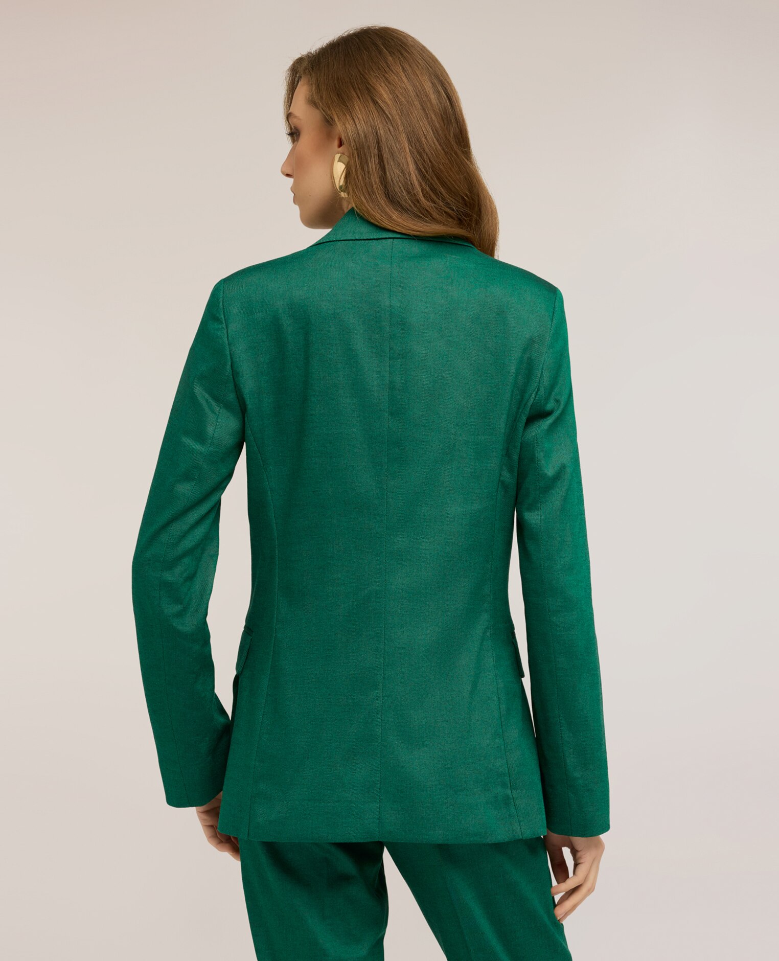 Blazer de mujer de un botón mezcla de lino modelo de corte regular con cierre de botonadura sencilla de un botón - Motivi - Verde Verde-2