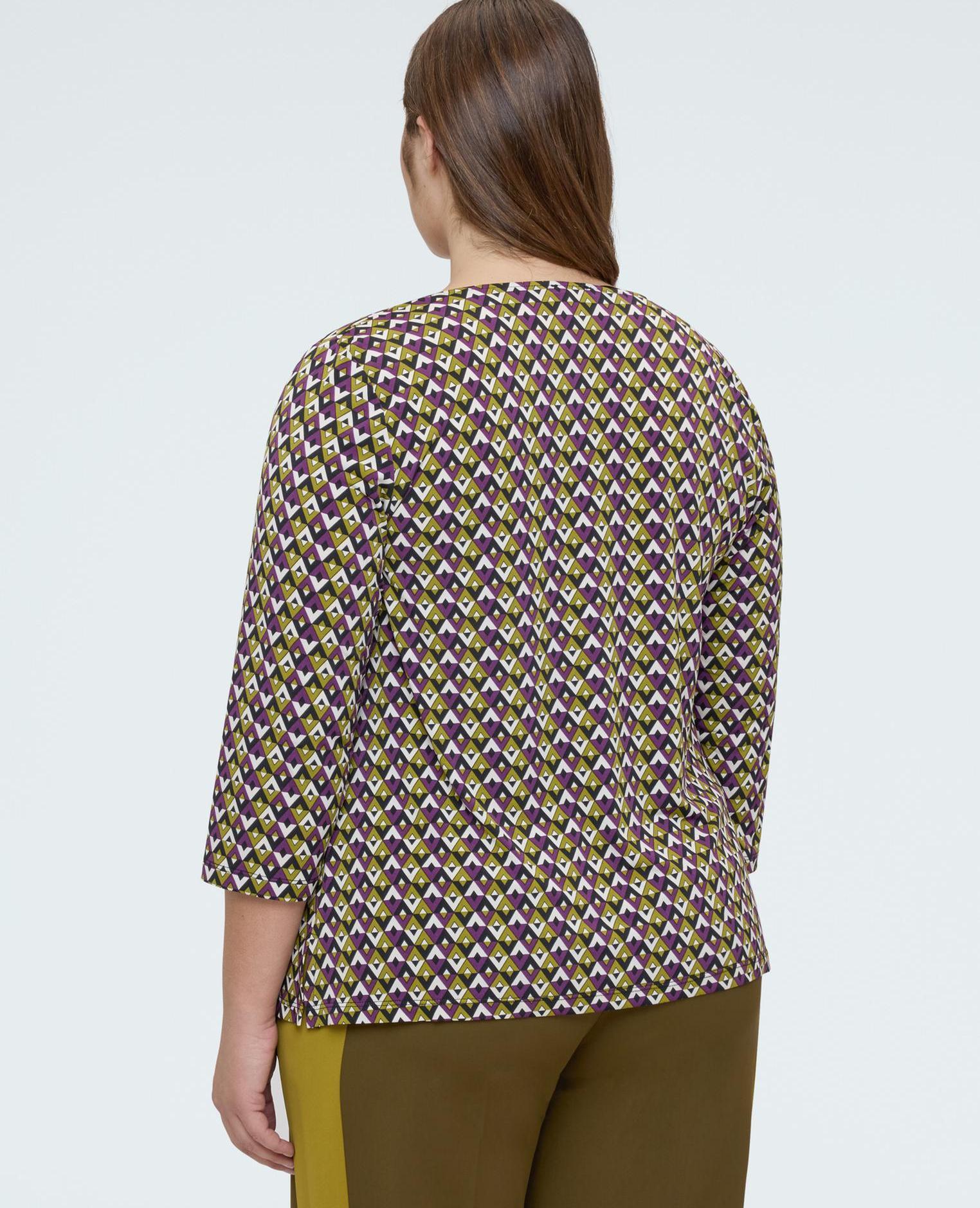 Camiseta de mujer de jersey con estampado geométrico - Fiorella Rubino - Negro Negro-1