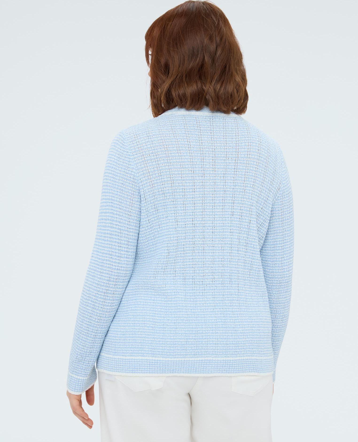 Chaqueta de mujer de punto de rayas mangas largas - Fiorella Rubino - Azul claro Azul claro-1