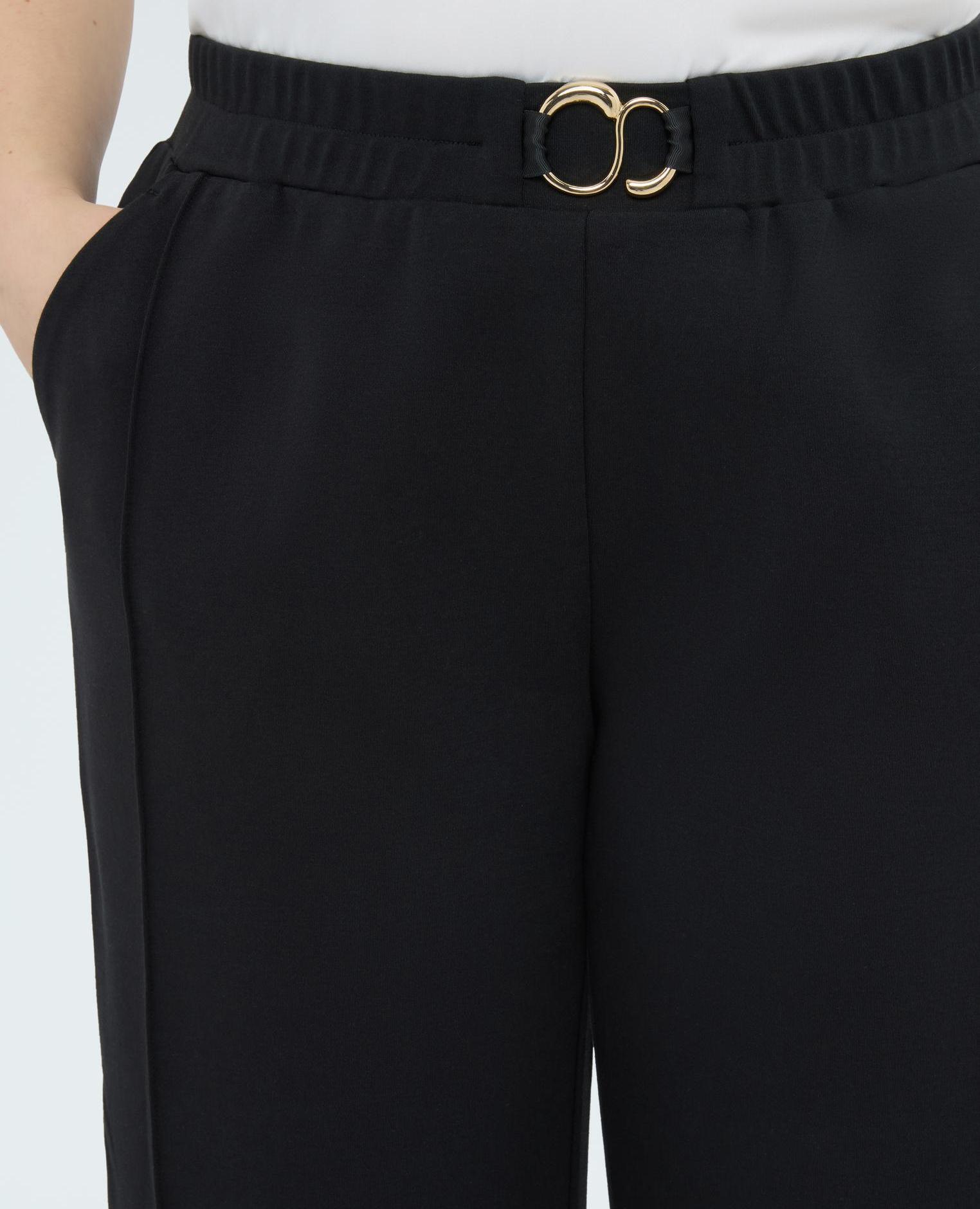 Pantalones de mujer cropped de felpa con detalle joya - Fiorella Rubino - Negro Negro-3