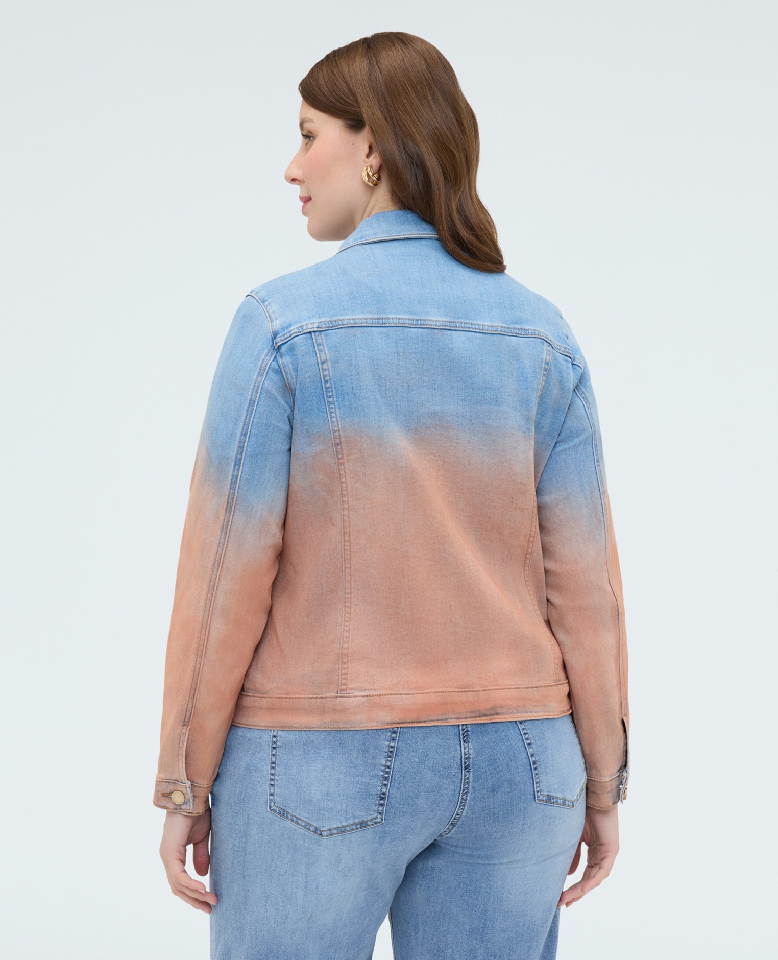 Chaqueta de mujer en denim degradado cuello clásico - Fiorella Rubino - Azul claro Azul claro-2