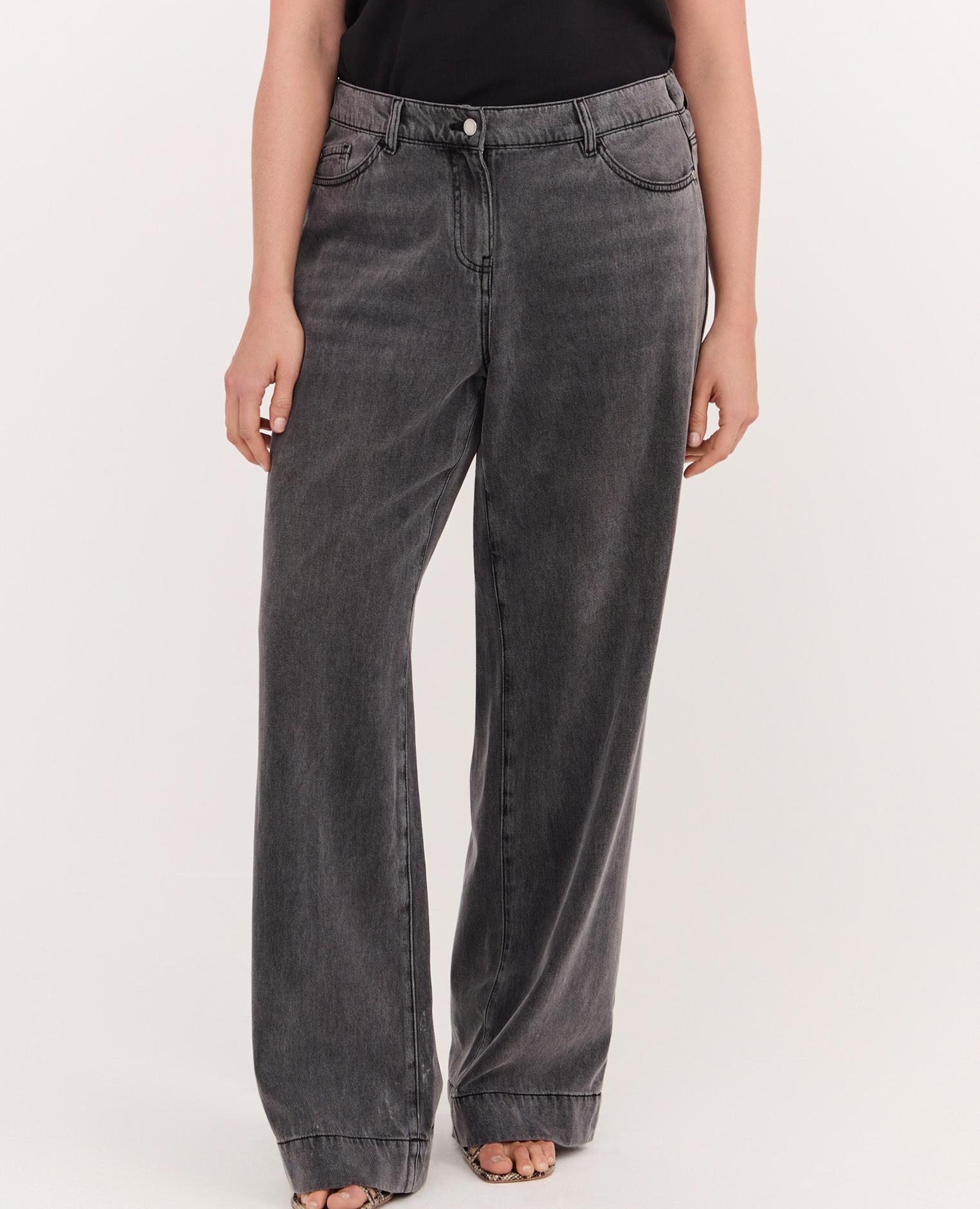 Vaqueros de mujer regular gris lavado lavado grey washed - Fiorella Rubino - Gris Gris-1
