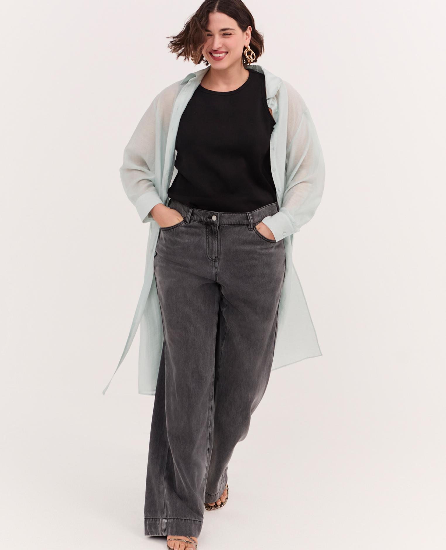 Vaqueros de mujer regular gris lavado lavado grey washed - Fiorella Rubino - Gris Gris-4