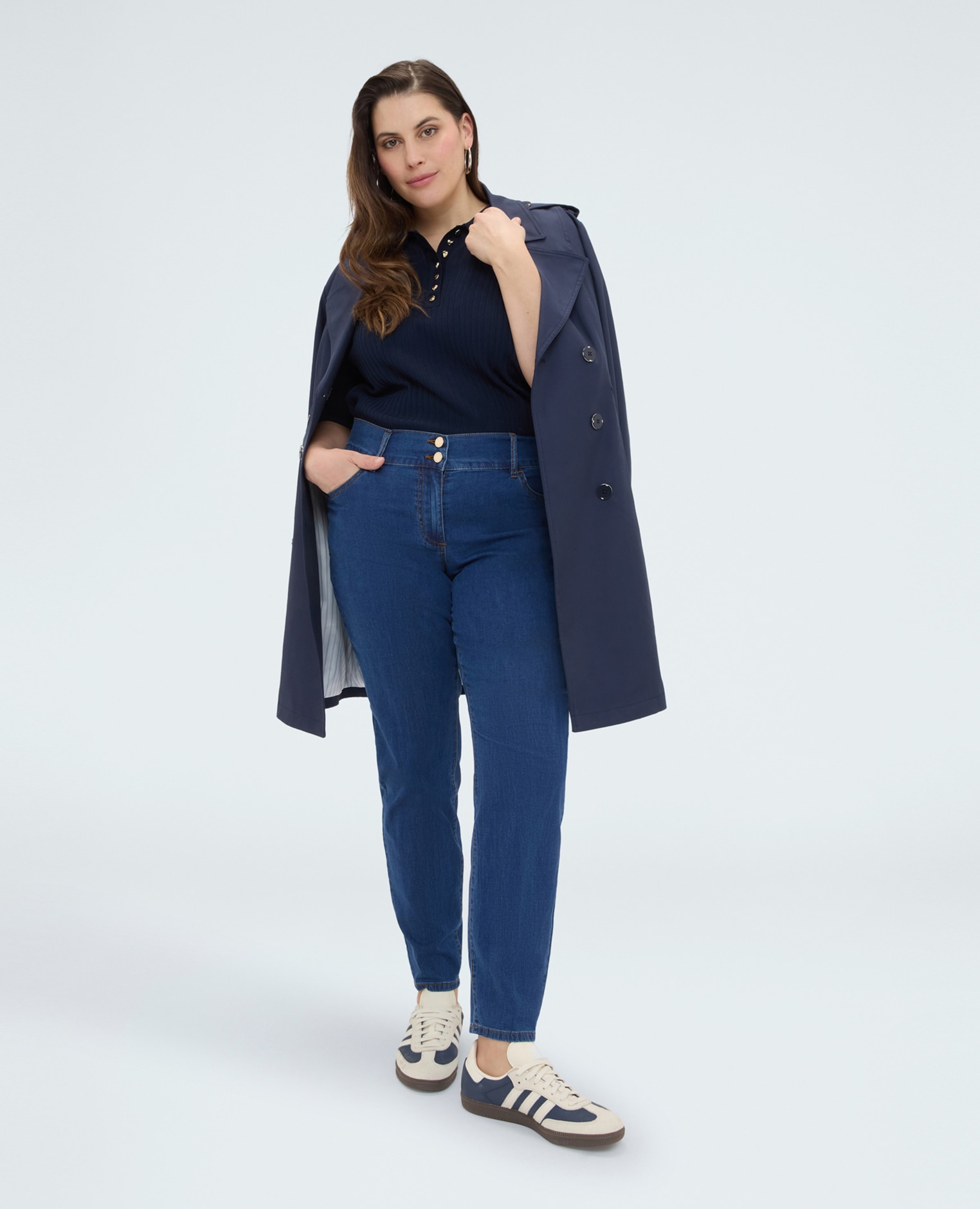 Vaqueros de mujer skinny lavado azul cierre con botones y cremallera - Fiorella Rubino - Azul Azul-1