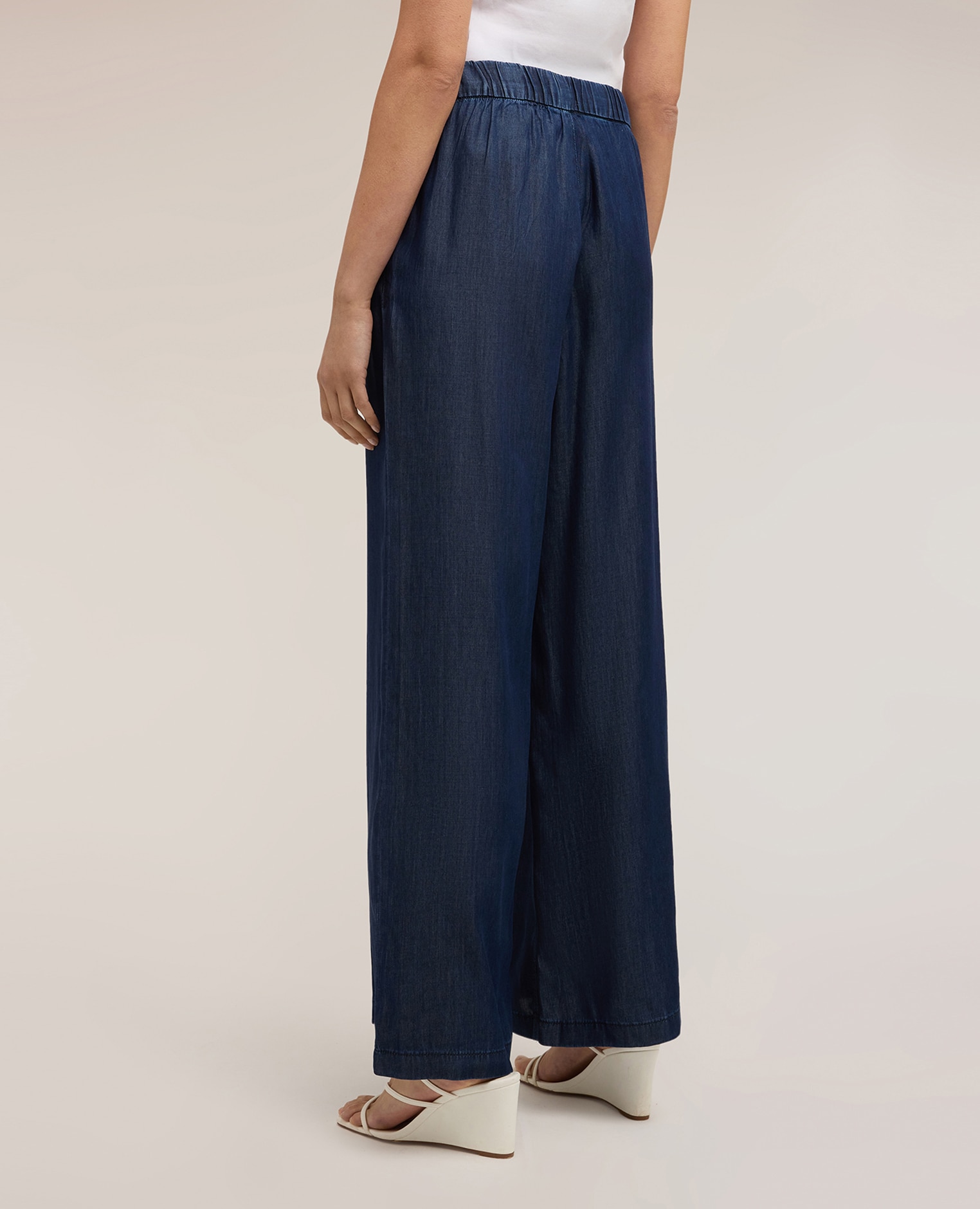 Vaqueros de mujer palazzo en denim lyocell ajuste ancho con cierre de botón y cremallera - Motivi - Azul Azul-2