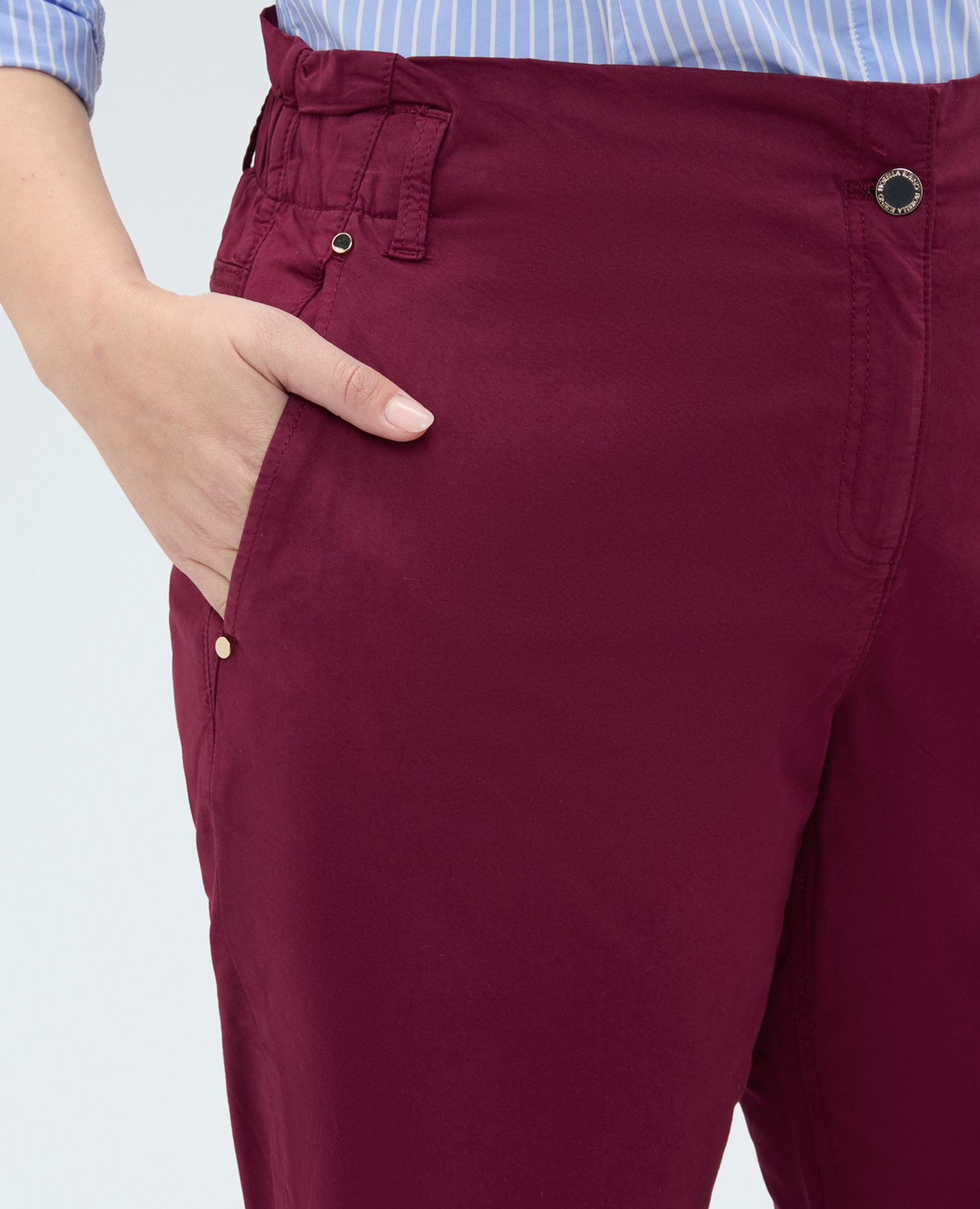 Pantalones de mujer balloon de mezcla de algodón ajuste y pierna cómoda - Fiorella Rubino - Burdeos Burdeos-4