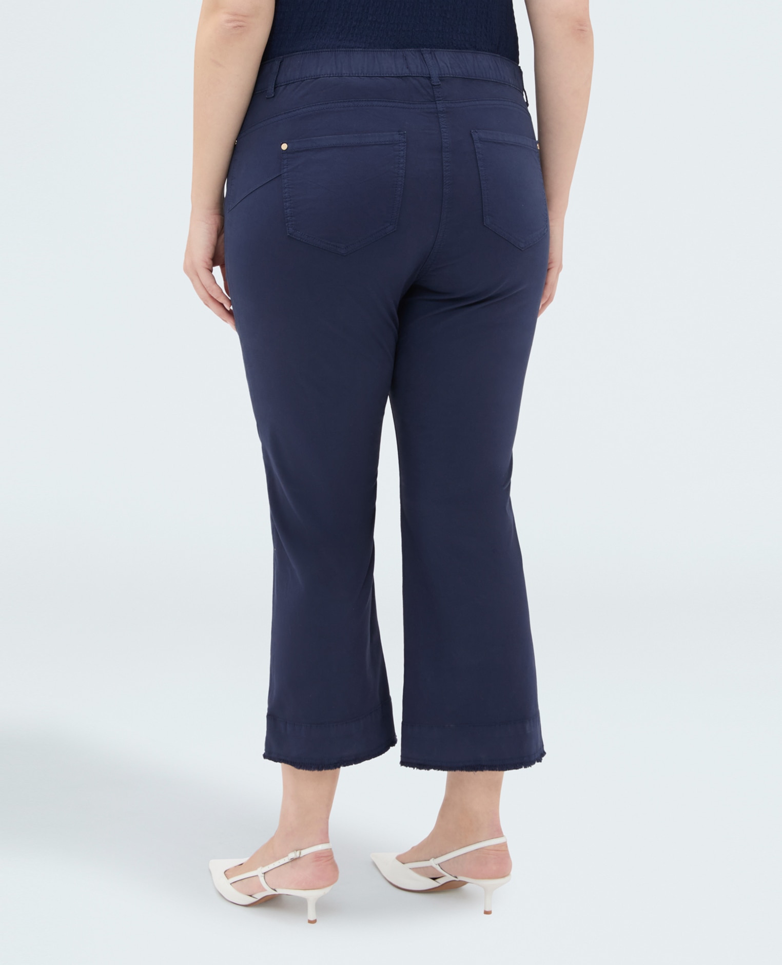 Pantalones de mujer kick flare de algodón ligero versátiles y fáciles de combinar - Fiorella Rubino - Azul Azul-2