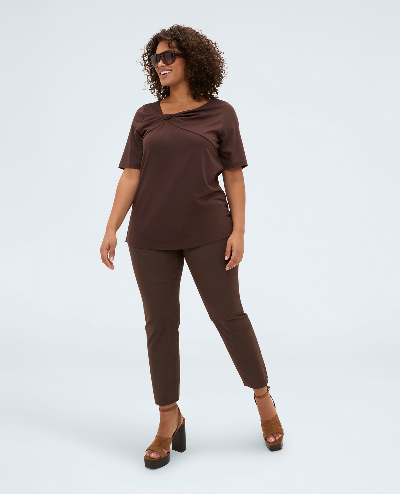 Fiorella Rubino - Pantalones de mujer skinny de algodón bolsillos de ojal y corte vivo en el bajo.
