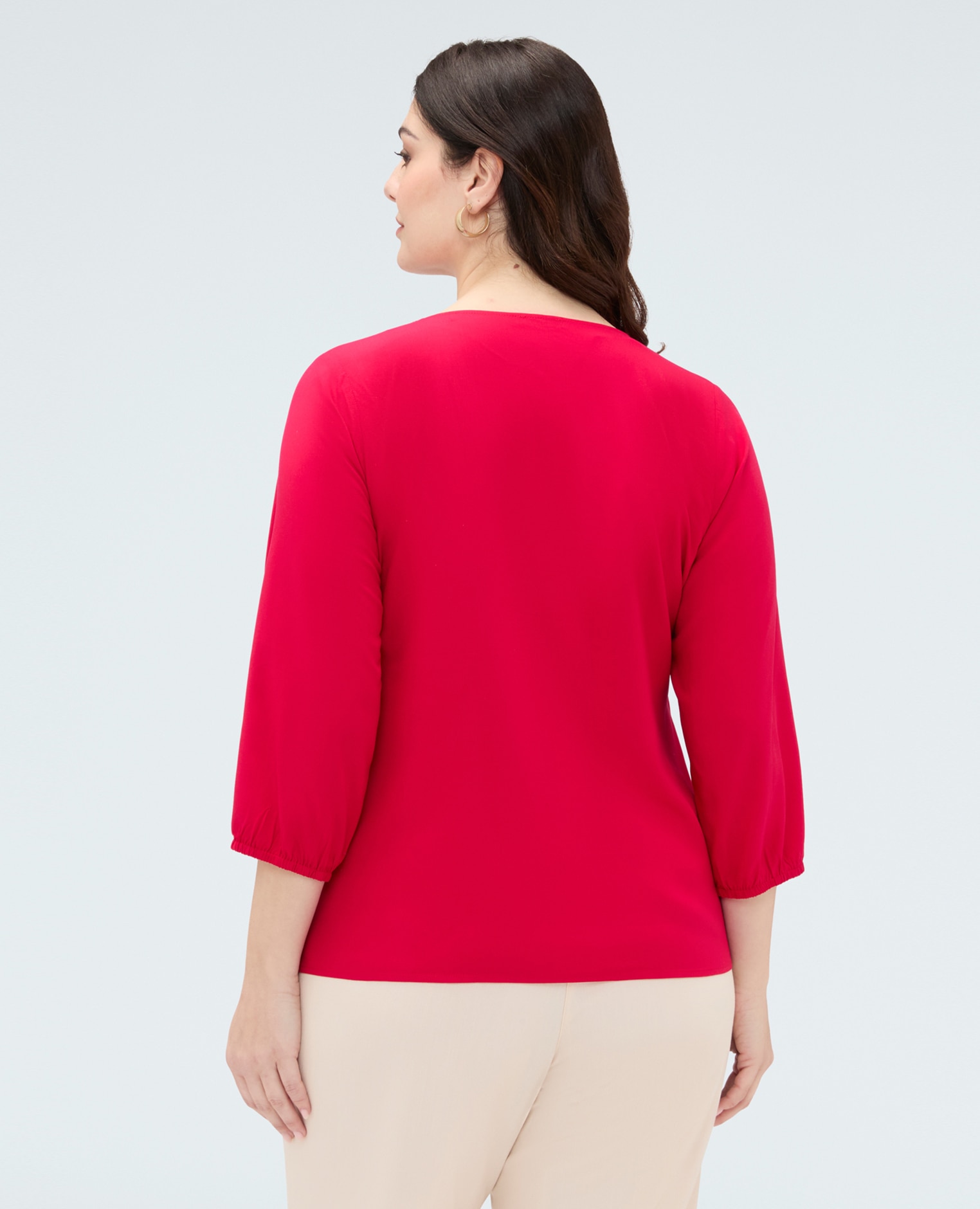 Blusa de mujer de viscosa con nudo en el bajo fresco y ligero para una sensación agradable sobre la piel - Fiorella Rubino - Fucsia Fucsia-2